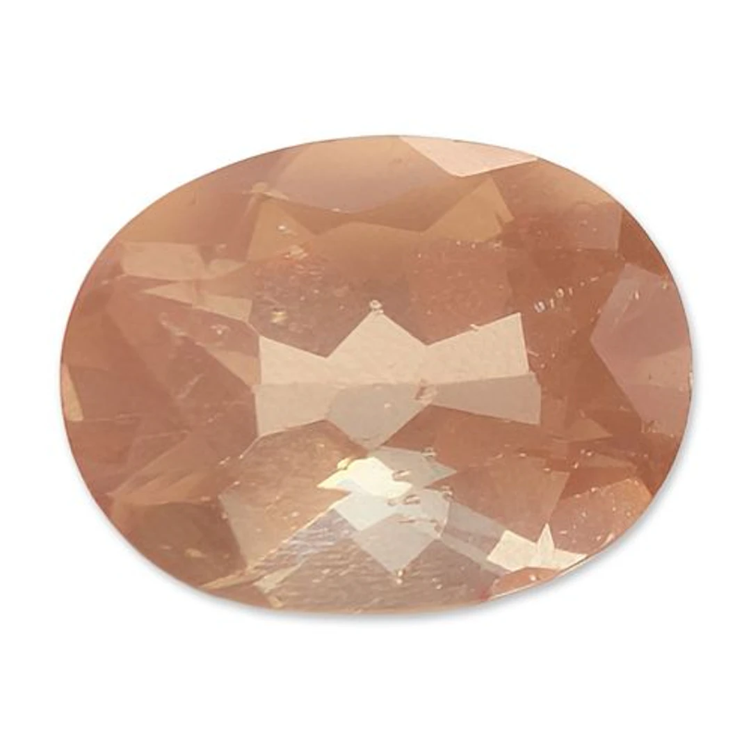 Loose Oval Cut Peach Colored Faceted Stone