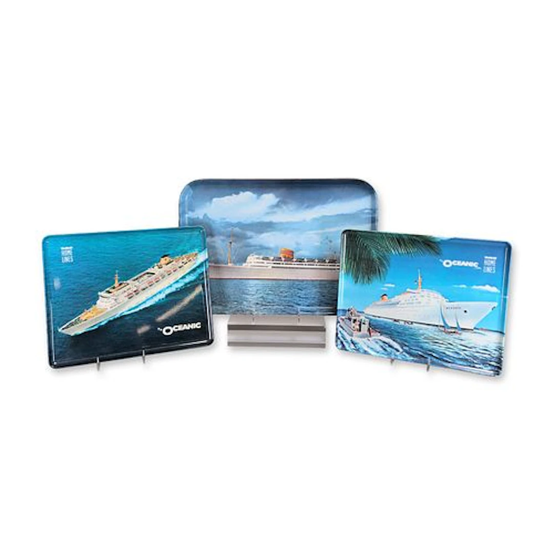 3pc Home Lines Oceanic Souvenir Serving Trays