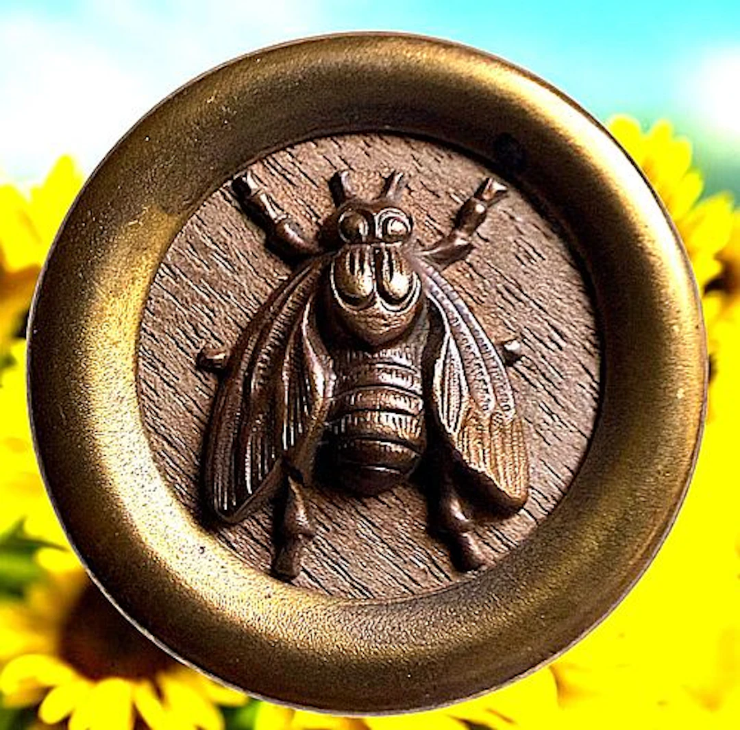 A SCARCE DIVISION ONE WOOD BACKGROUND BUTTON
