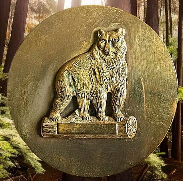 A DIVISION THREE PICTORIAL BEAR BUTTON