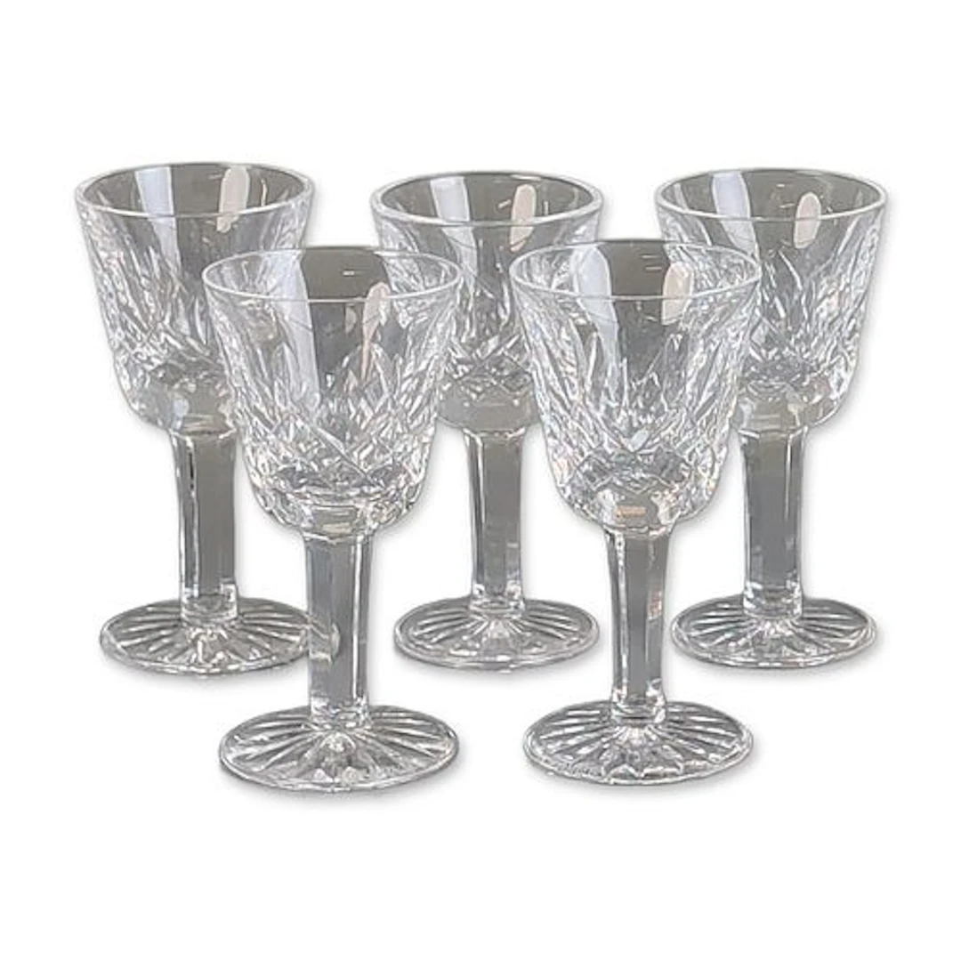 5pc Waterford Crystal Cordial Stems, Lismore