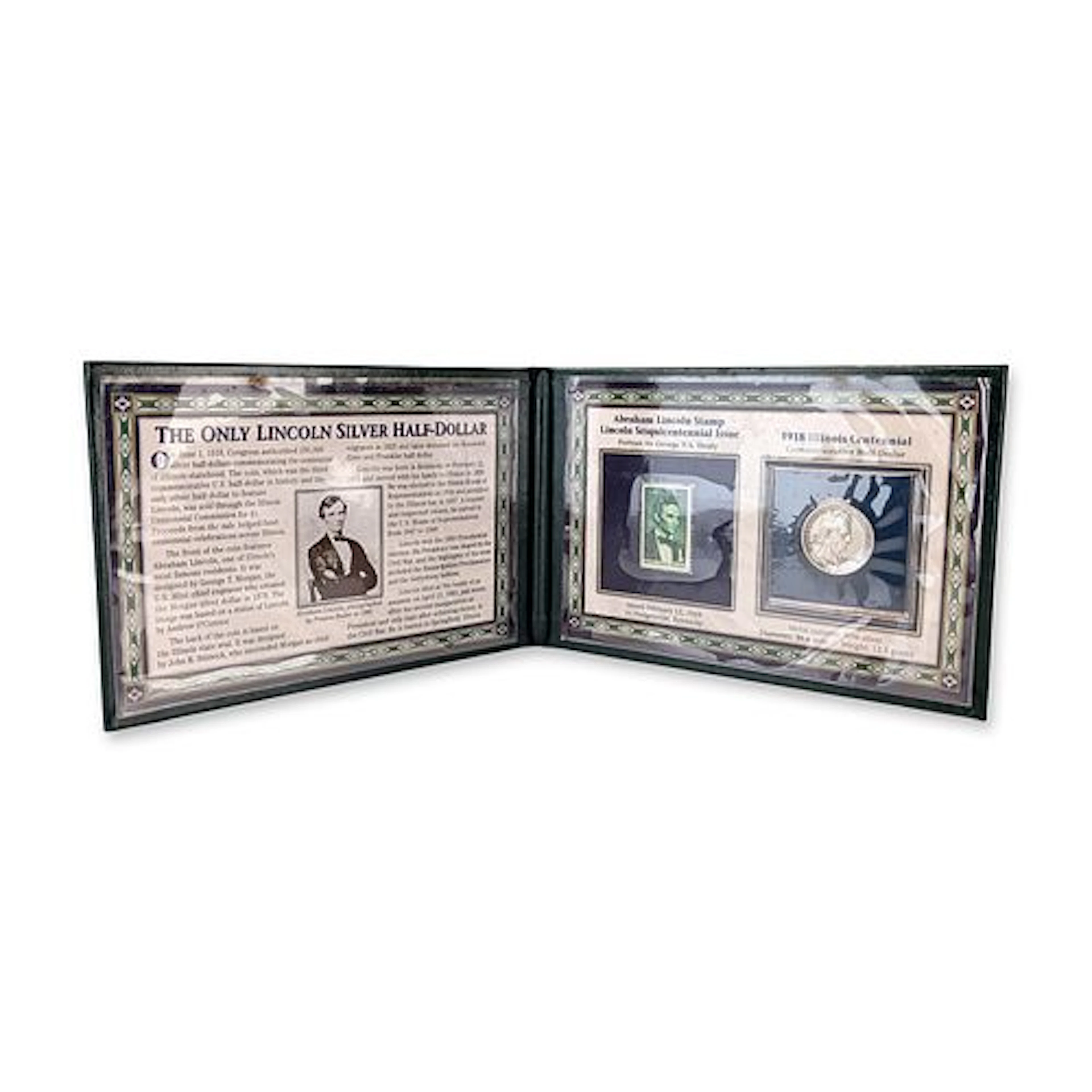 1918 US Illinois Centennial Silver Half Dollar and Stamp Set