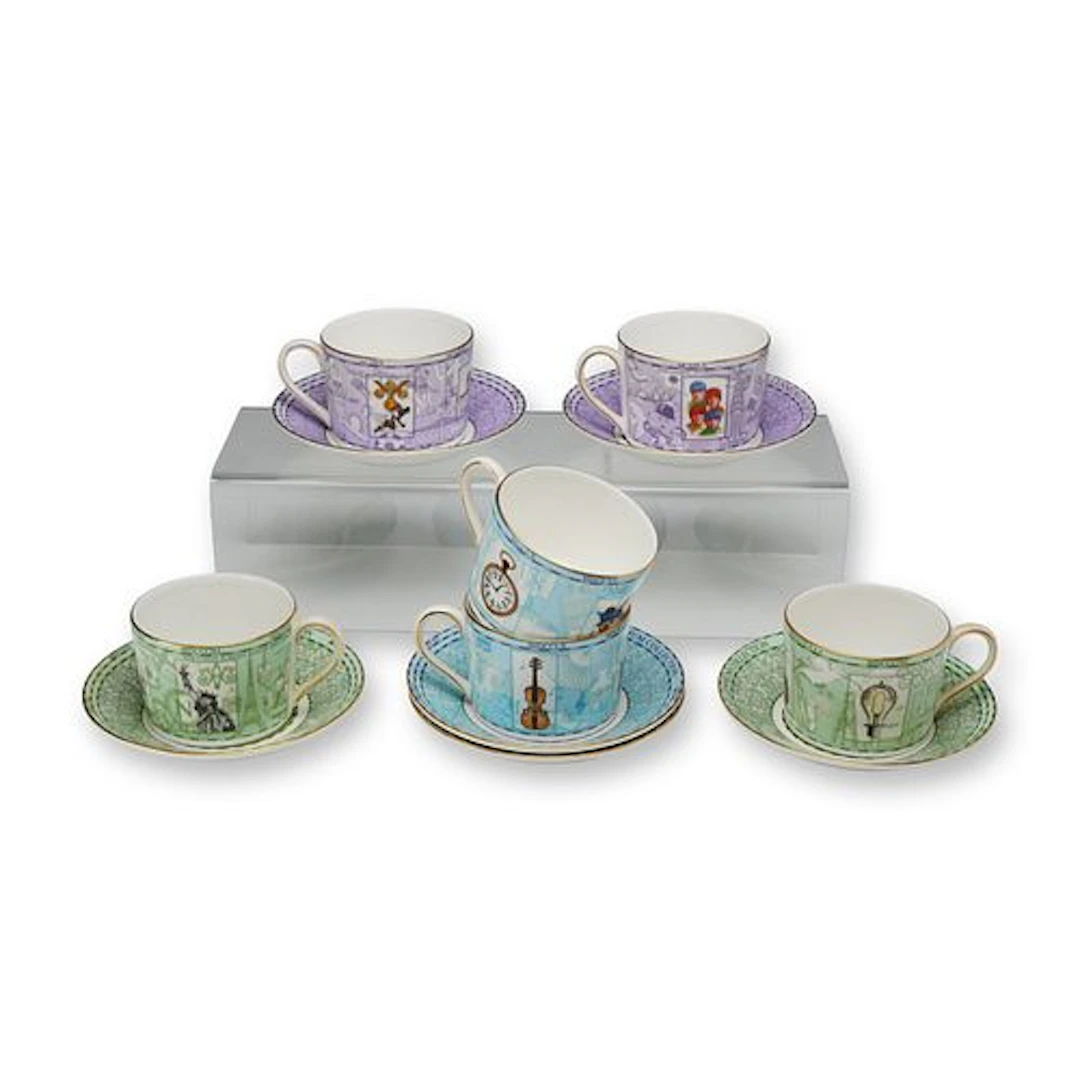 12pc Wedgwood Millennium Collection Bone China Cup and Saucer Set