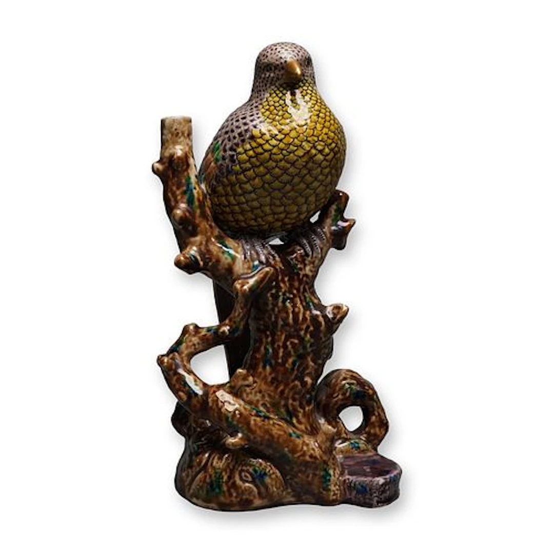 Japanese Kutani Porcelain Bird on Tree
