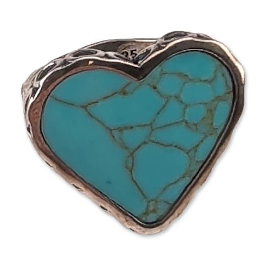 Mexican Sterling Silver Turquoise Heart Ring