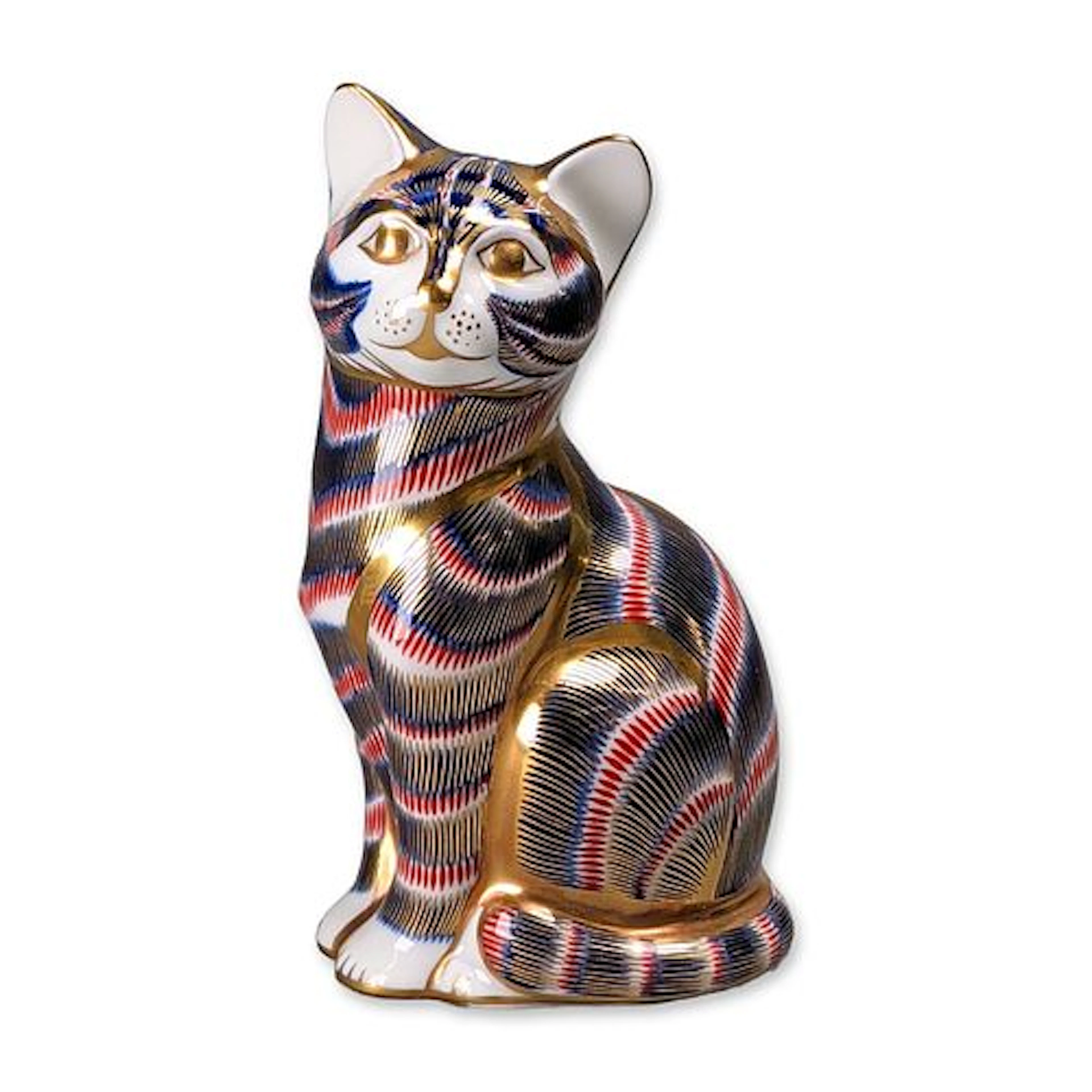 Royal Crown Derby Bone China Imari Cat Paperweight