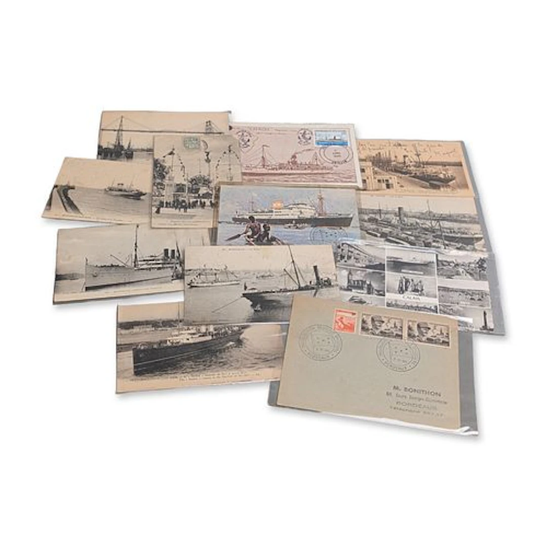 12pc Collection of Vintage French Maritime Postcards and Ephemera