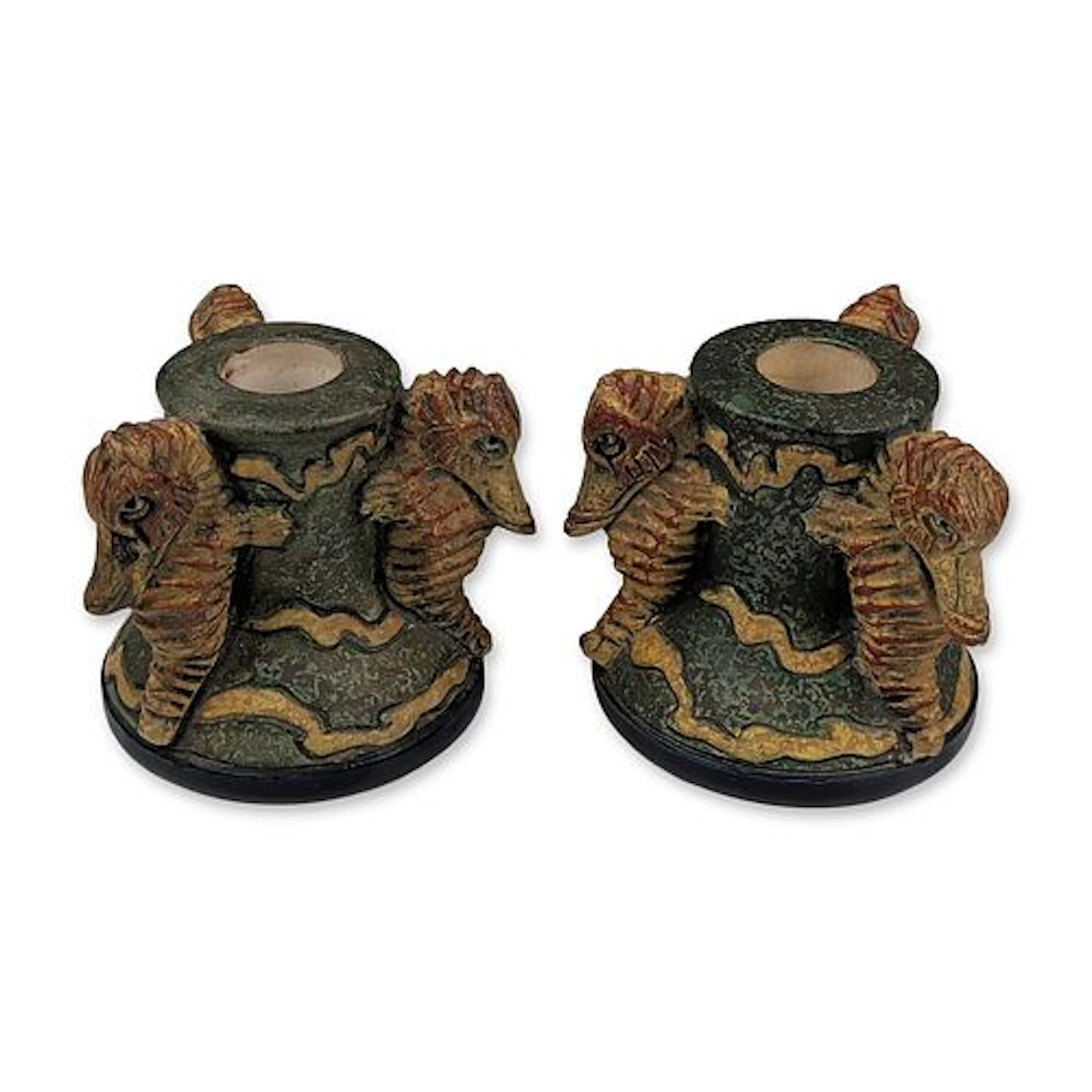 Pair of Amphora Czecho-Slovakia Ceramic Seahorse Candleholders