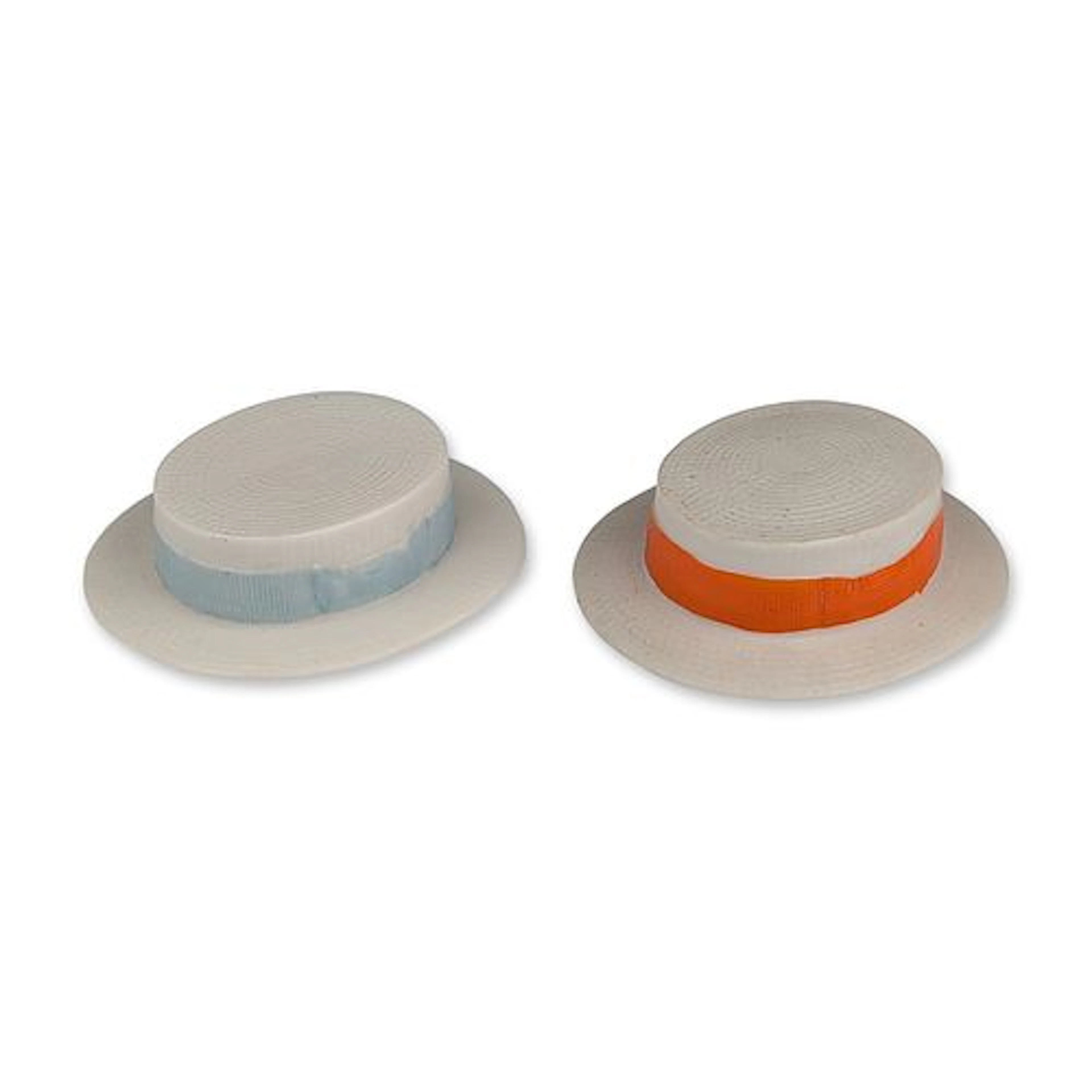Pair of Luton Crested Ceramic Boater Hat Miniatures