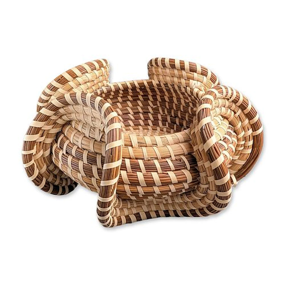 South Carolina Sculptural Gullah Coiled Sweetgrass Basketry Vessel
