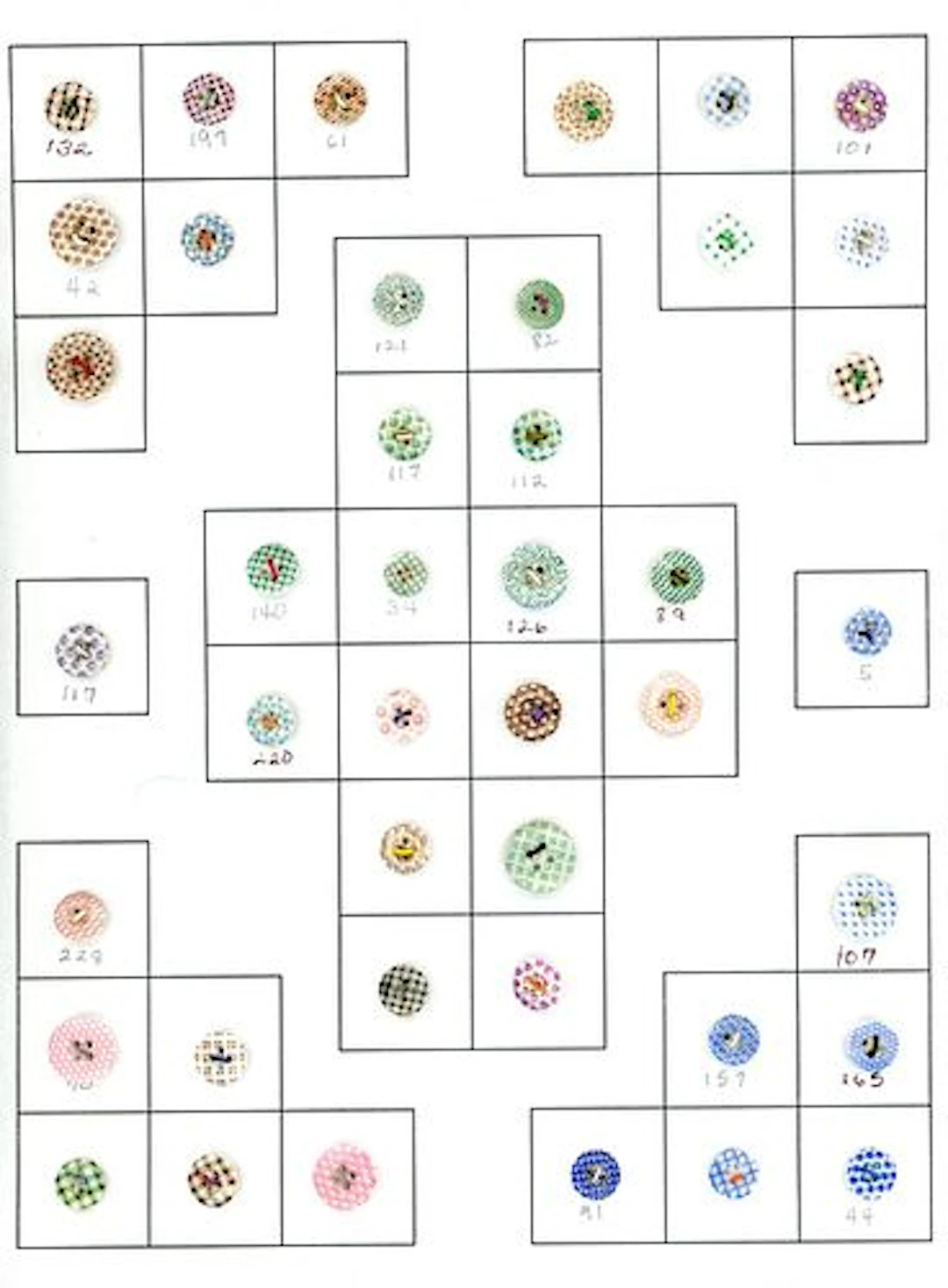 A CARD OF DIVISION ONE CHINA CALICO BUTTONS