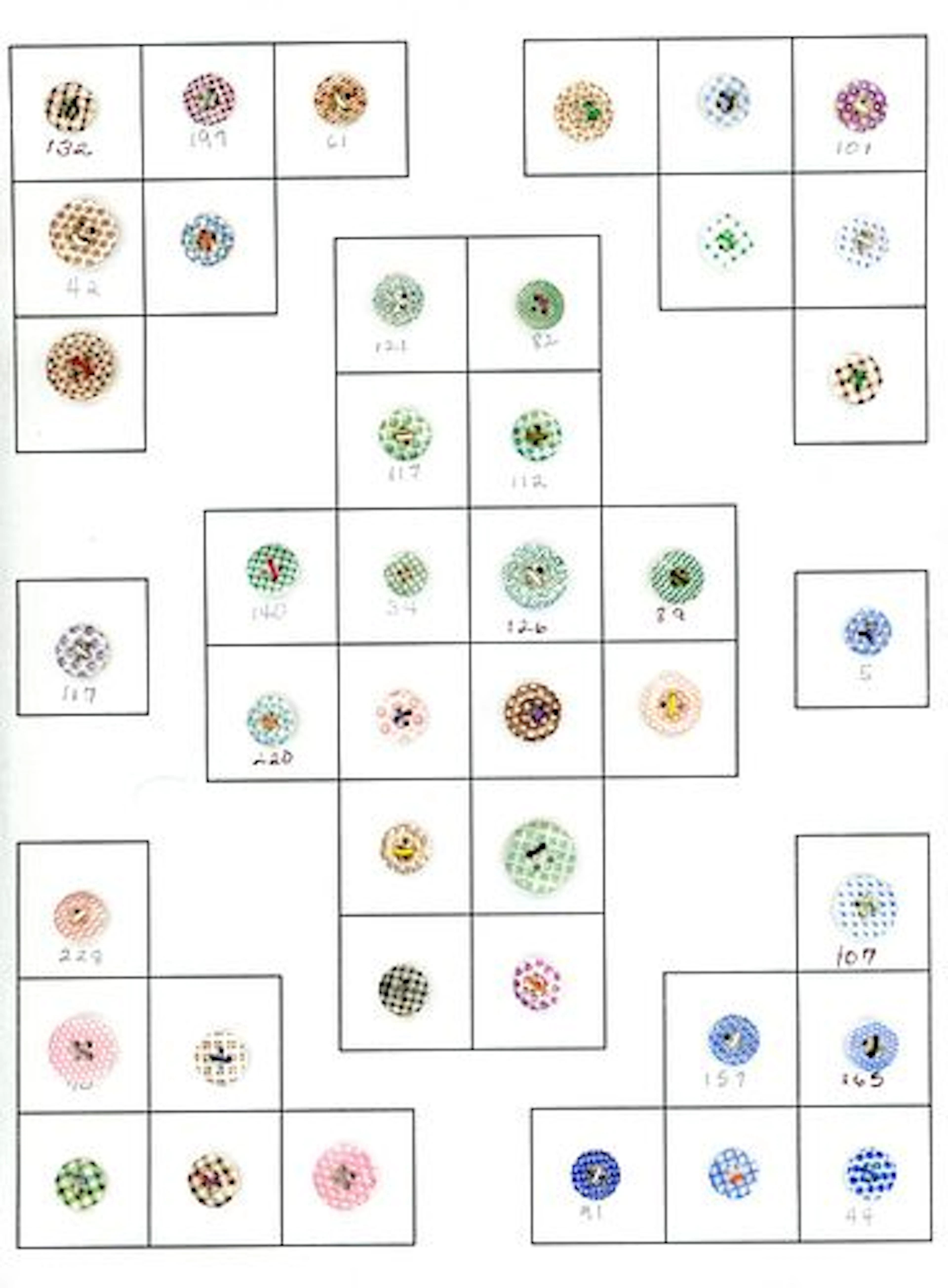 A CARD OF DIVISION ONE CHINA CALICO BUTTONS