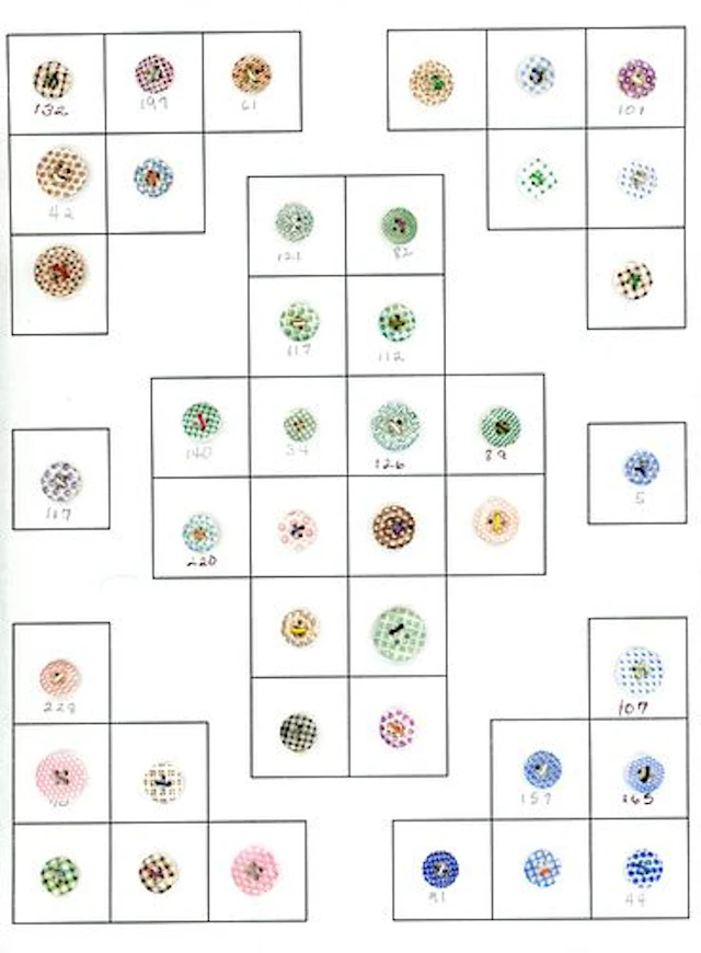 A CARD OF DIVISION ONE CHINA CALICO BUTTONS