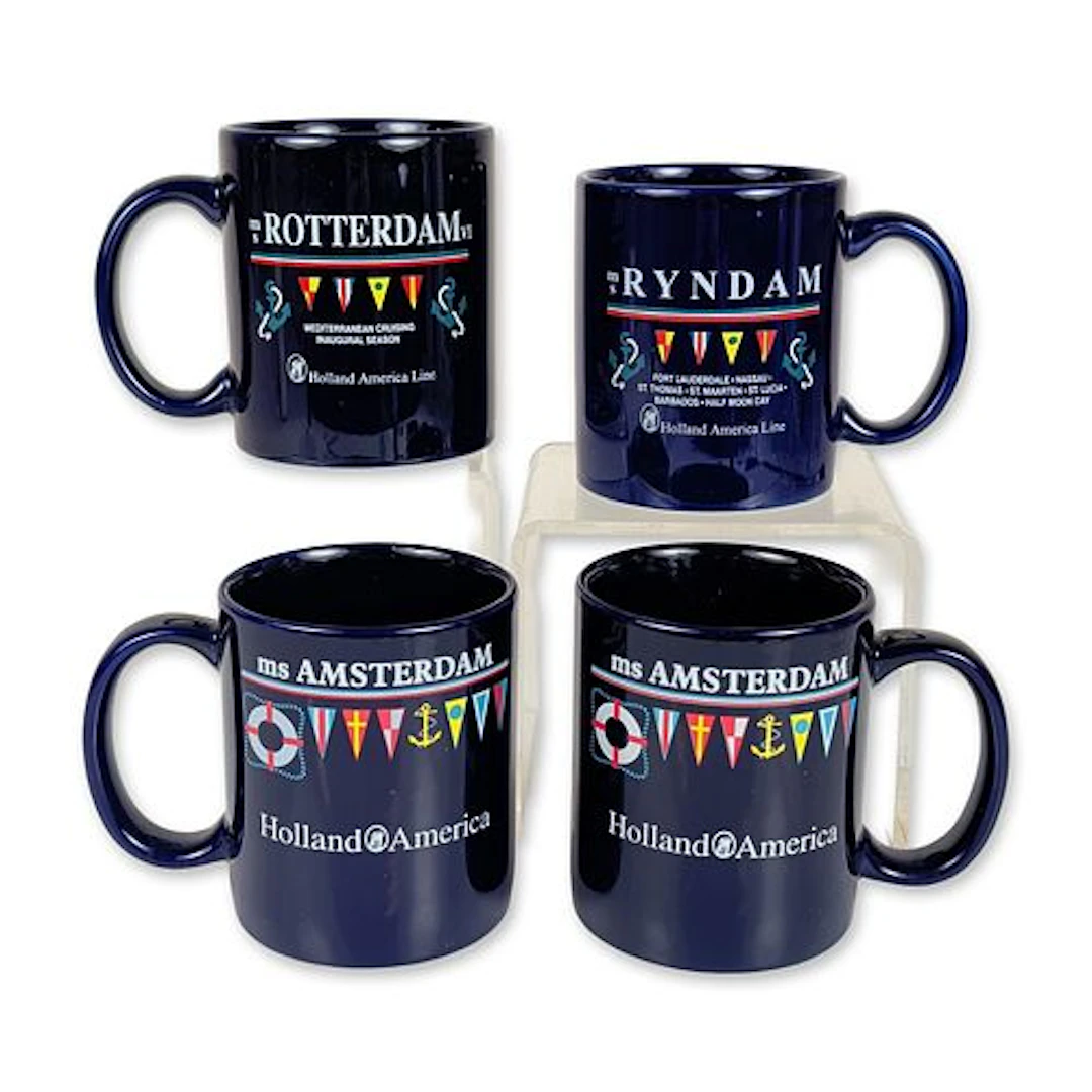 4pc Holland America Line Ceramic Cruise Ship Mugs