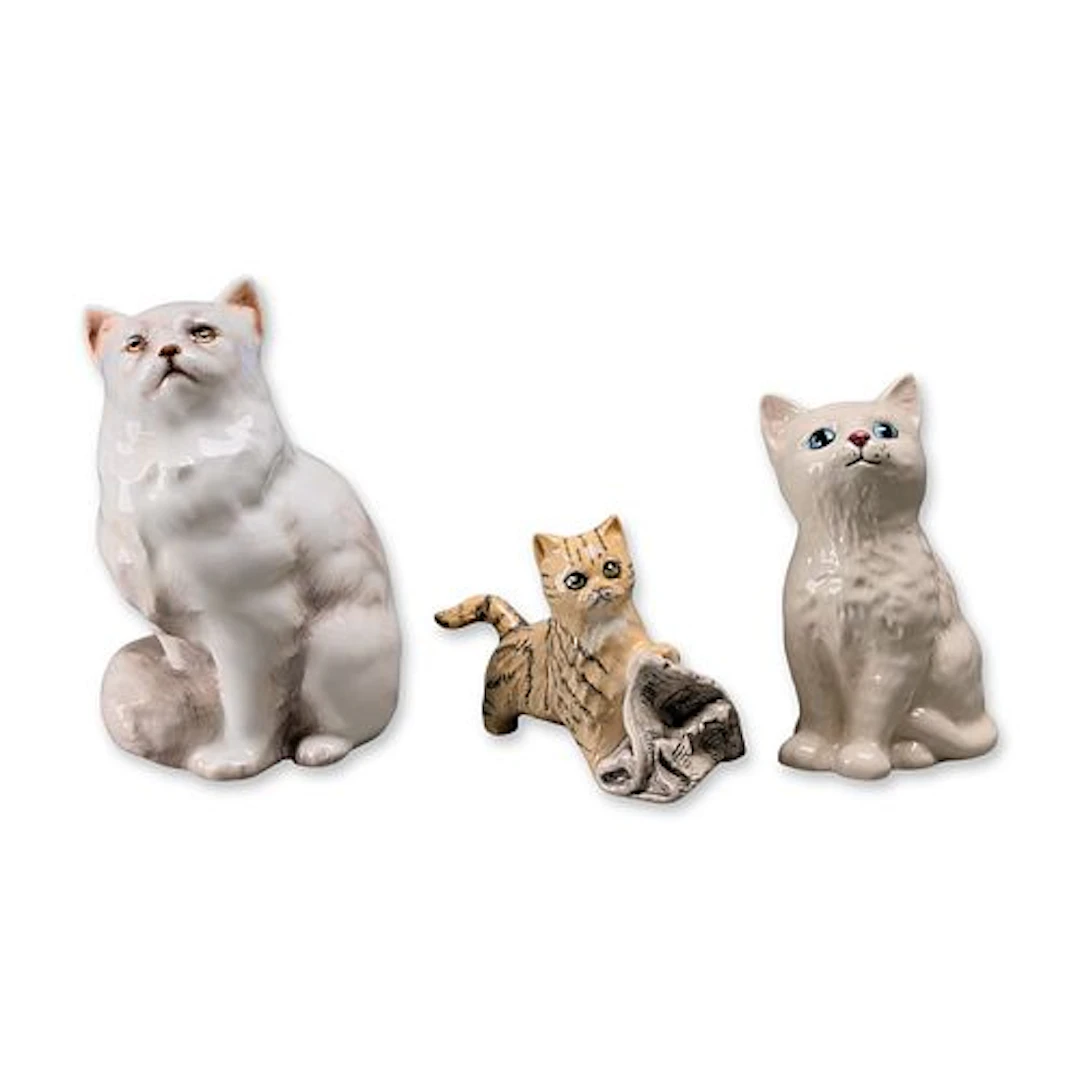 3pc Royal Doulton Ceramic Cat Figurines
