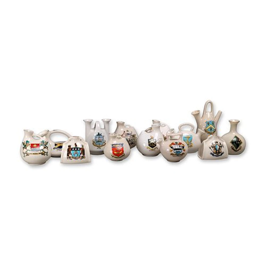 13pc English Crested China Heraldic Souvenir Miniatures