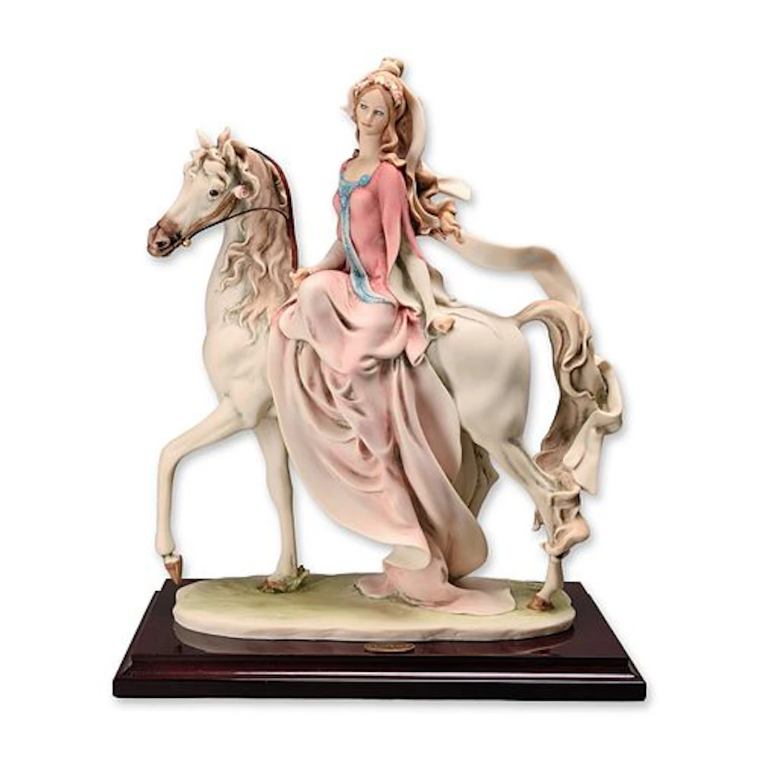 Giuseppe Armani Florence Cold-Cast Porcelain Lady on Horse Sculpture 0695E