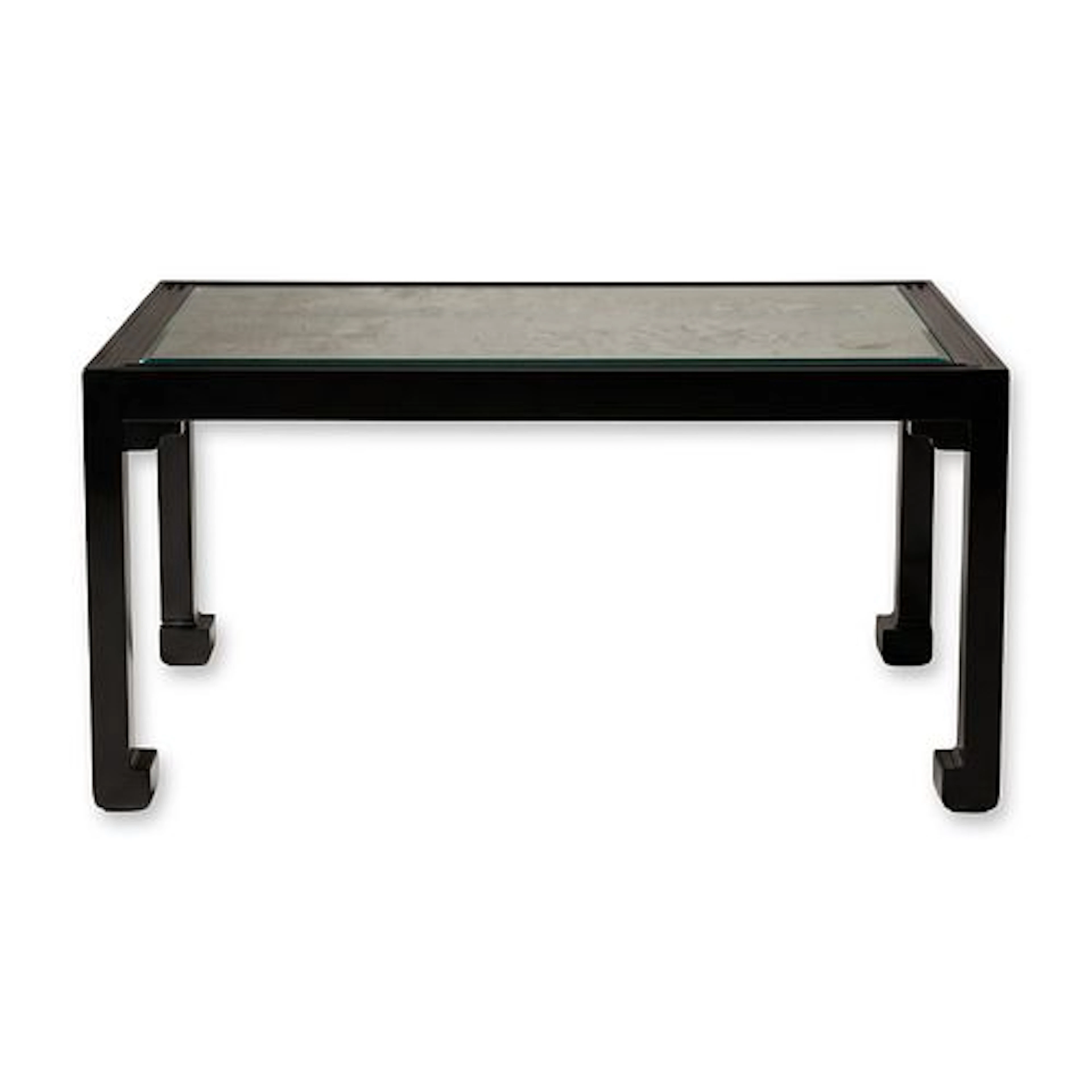 Chinese Hardstone-Inlaid and Lacquered Wood Low Table, Qing Dynasty