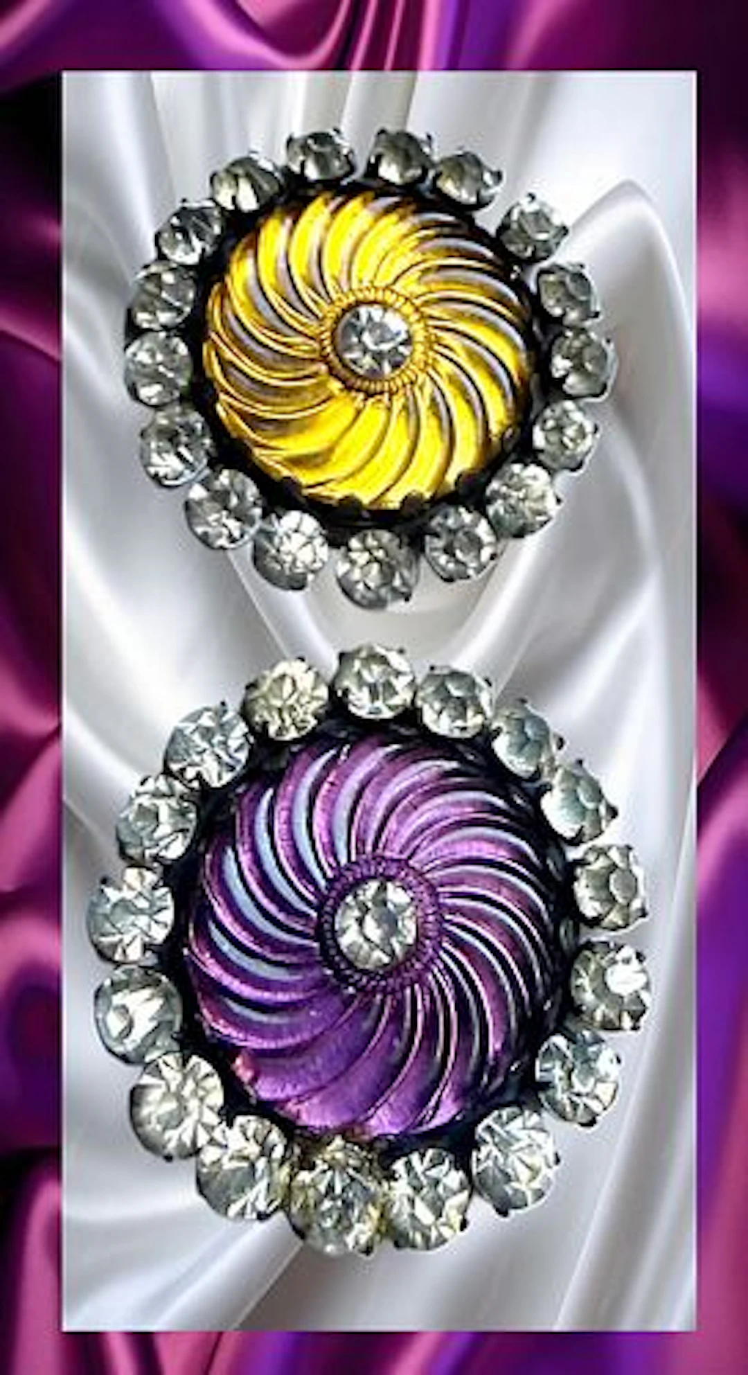 PAIR OF 19TH CENTURY GLASS IN METAL BUTTONS