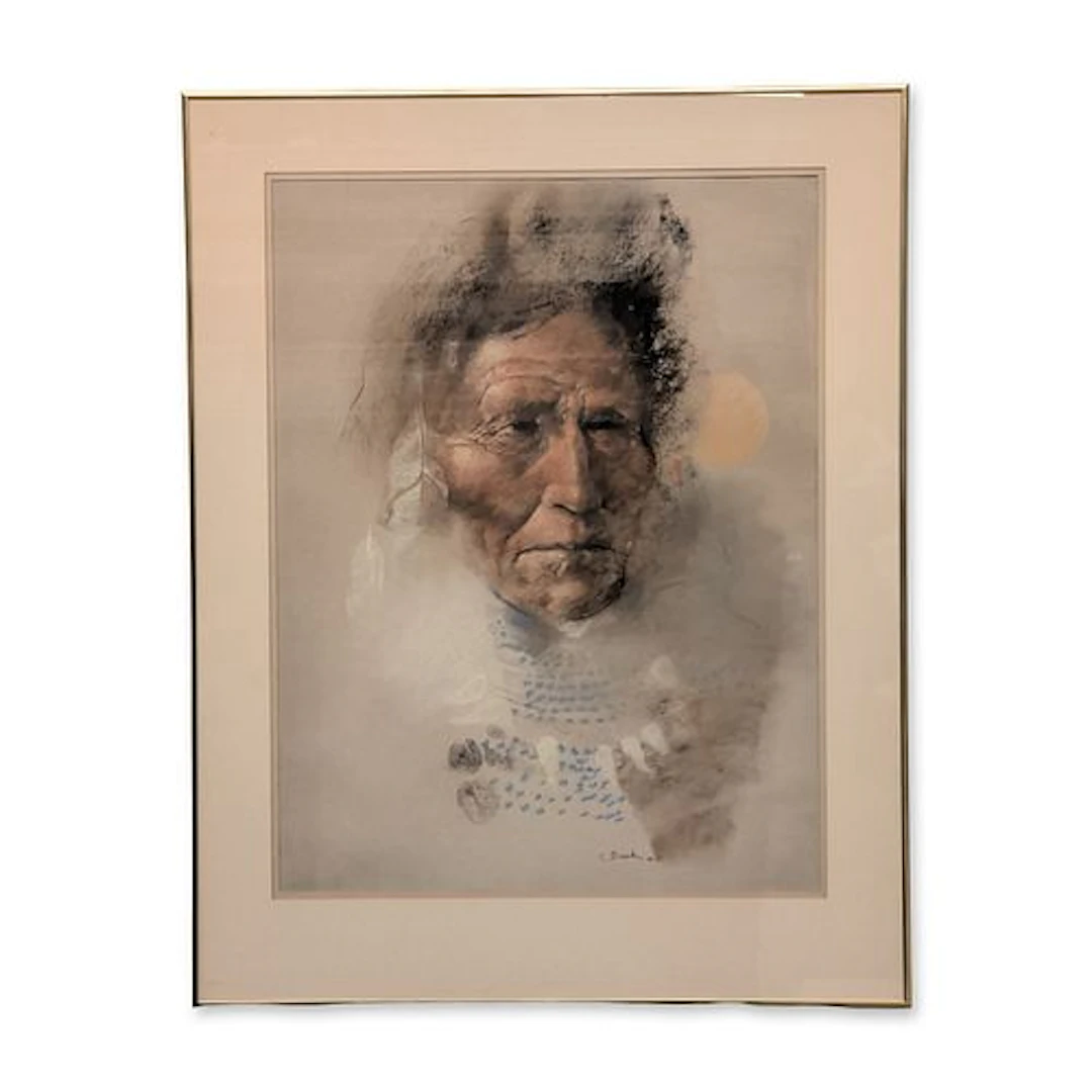 Clifford Beck Jr. (Navajo American 1946-1995) Pastel on Paper, Portrait