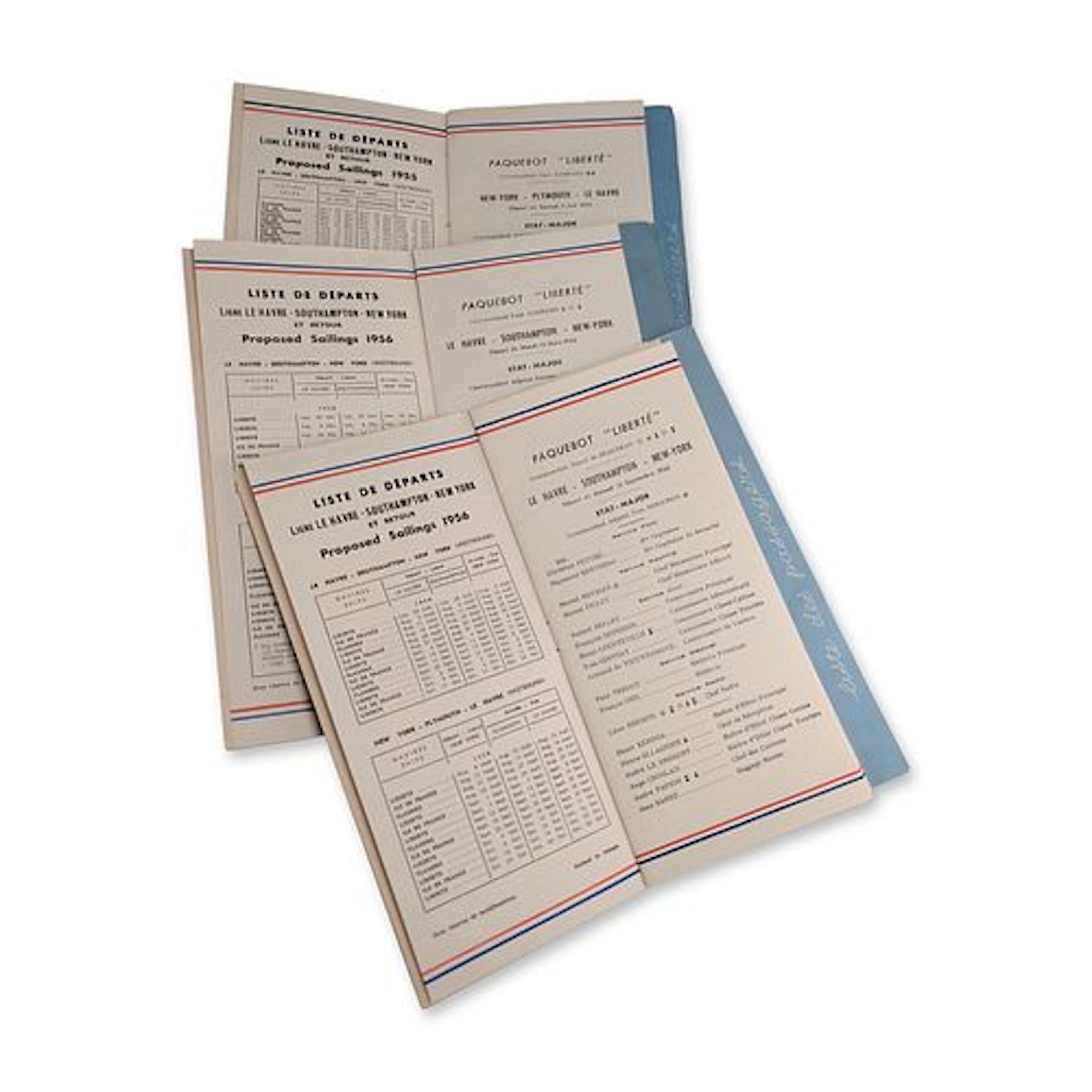 6pc French Line Mid-Century Transatlantic Passenger Lists
