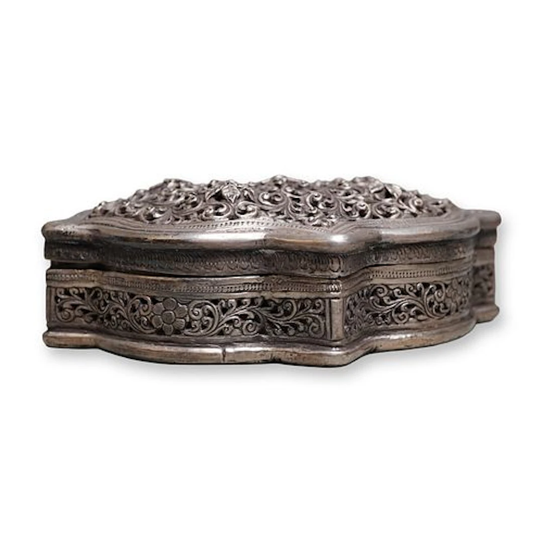 Sri Lanka Sterling Silver Box Pierced Top