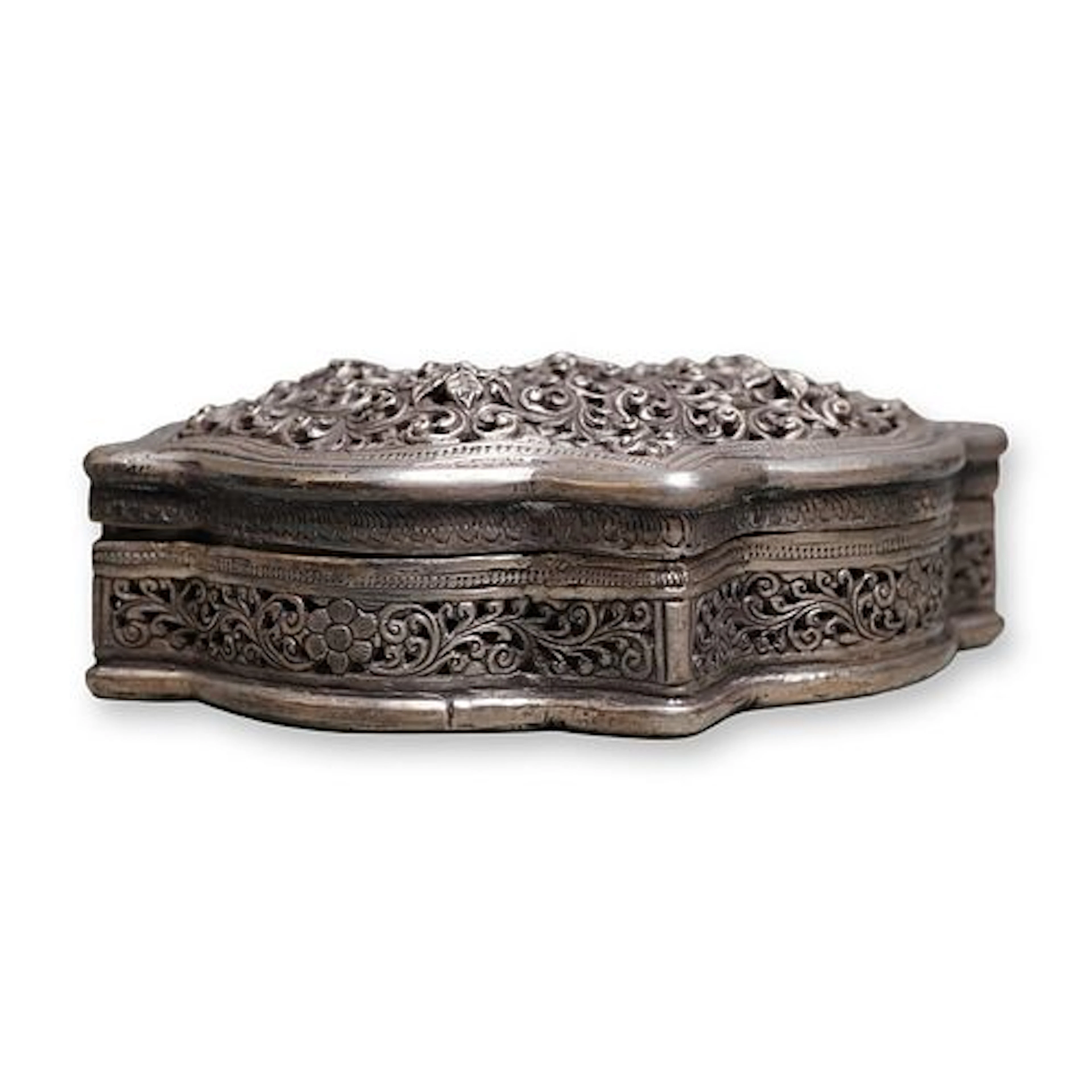 Sri Lanka Sterling Silver Box Pierced Top
