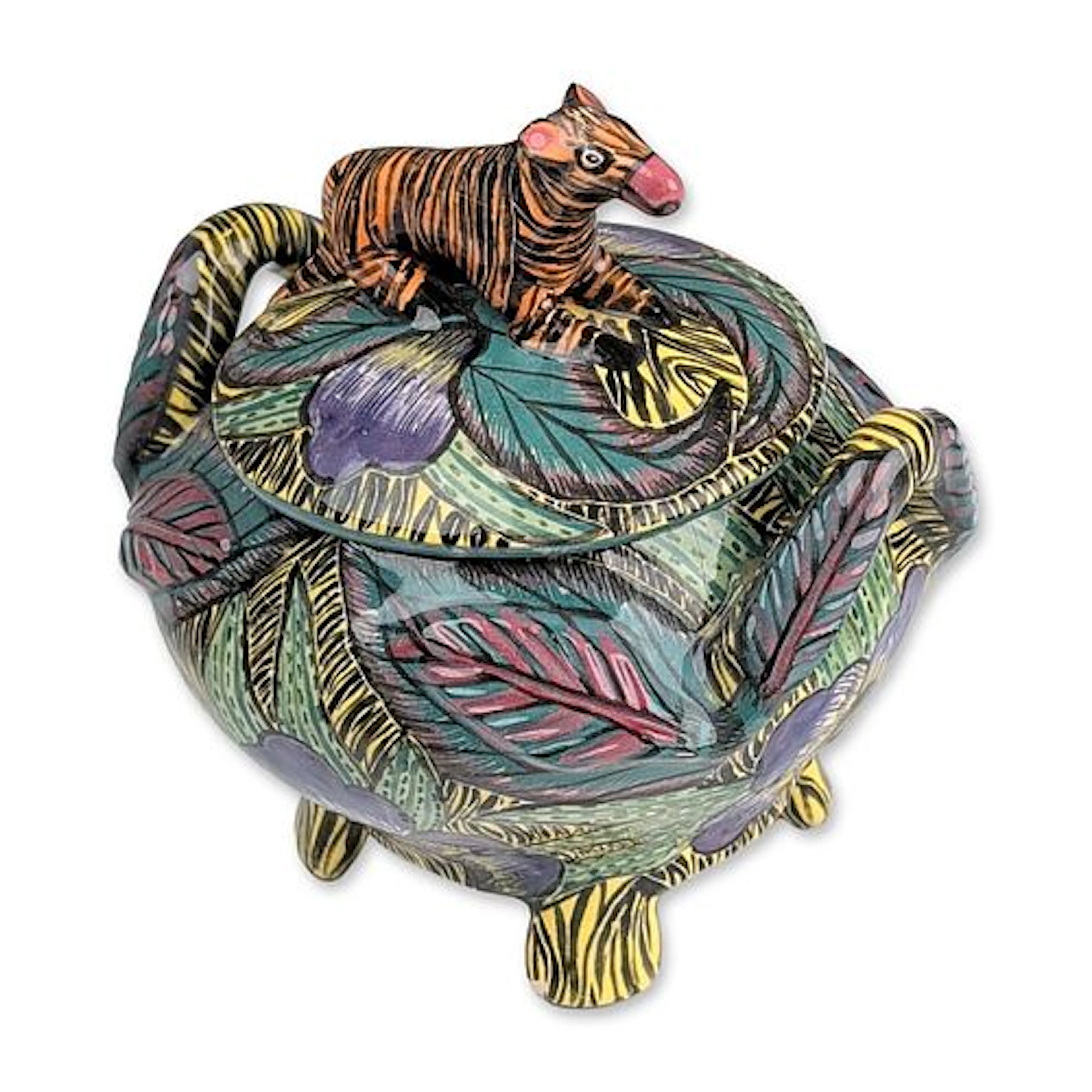 Ardmore Ceramic Art Hand-Painted Zebra Tureen