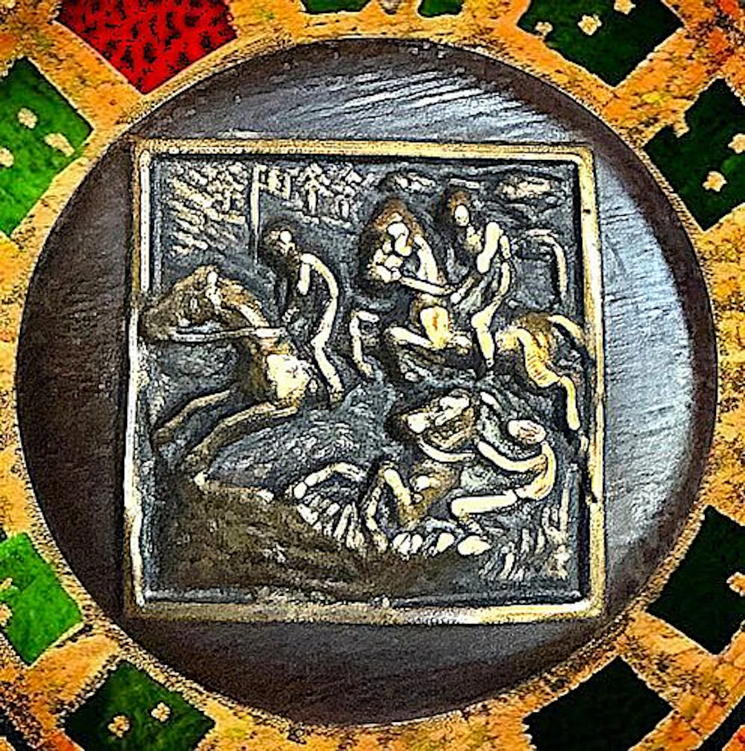 A DIVISION ONE WOOD AND BRASS BUTTON