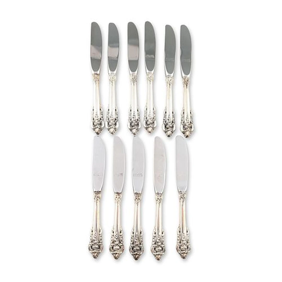 11pc Wallace Grande Baroque Sterling Silver Handle Butter Spreaders