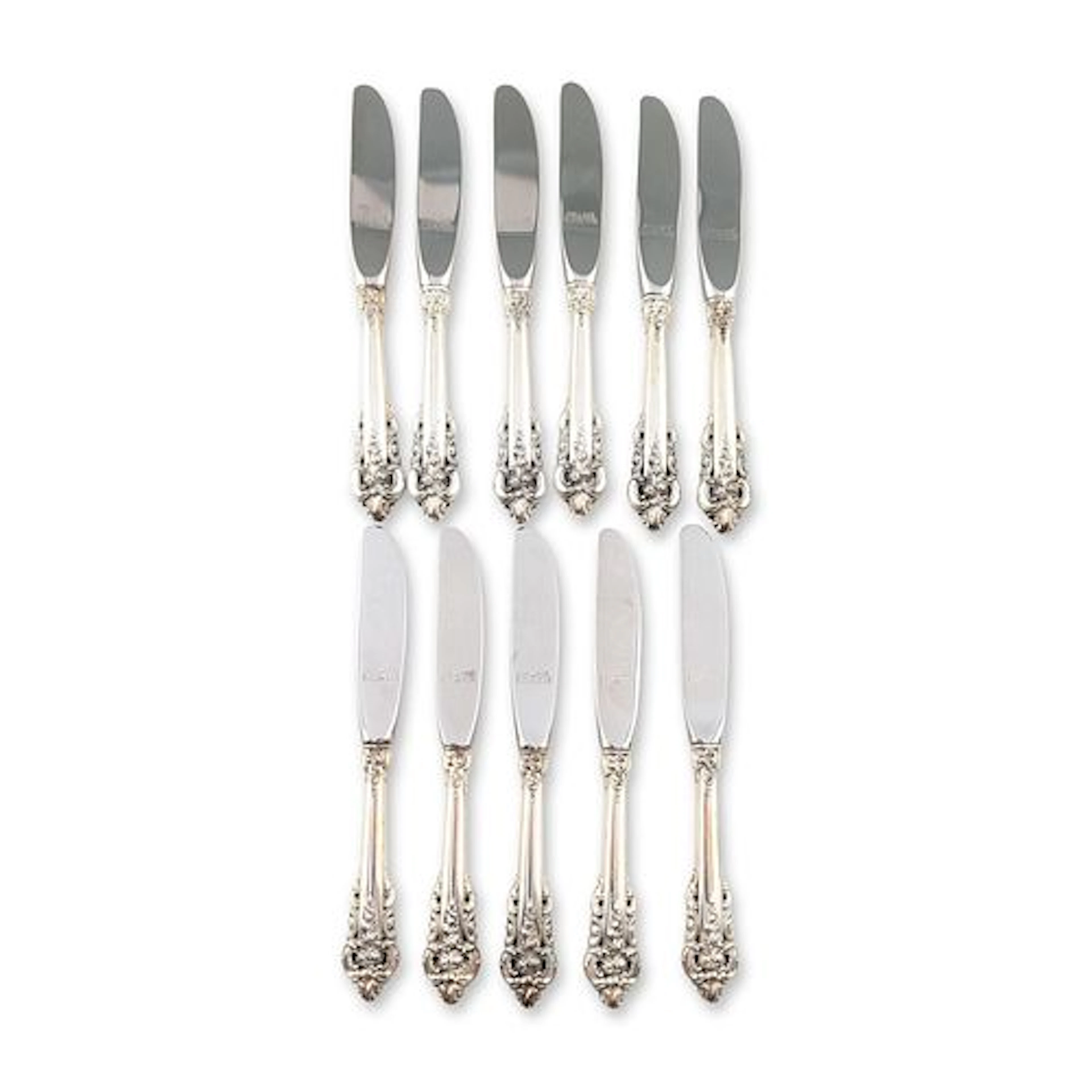 11pc Wallace Grande Baroque Sterling Silver Handle Butter Spreaders