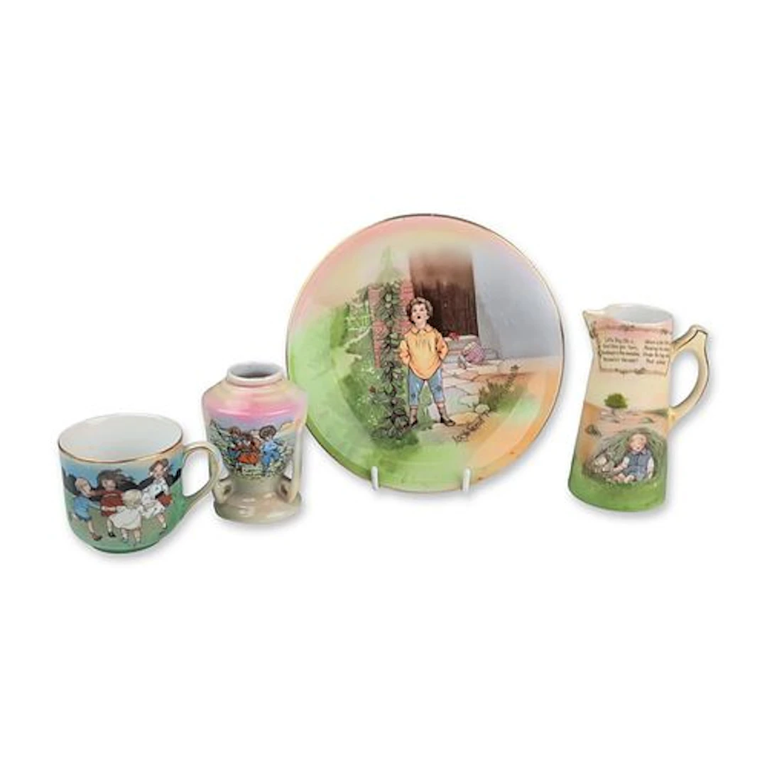 4pc Royal Bayreuth Bavaria Porcelain Nursery Rhyme Collection