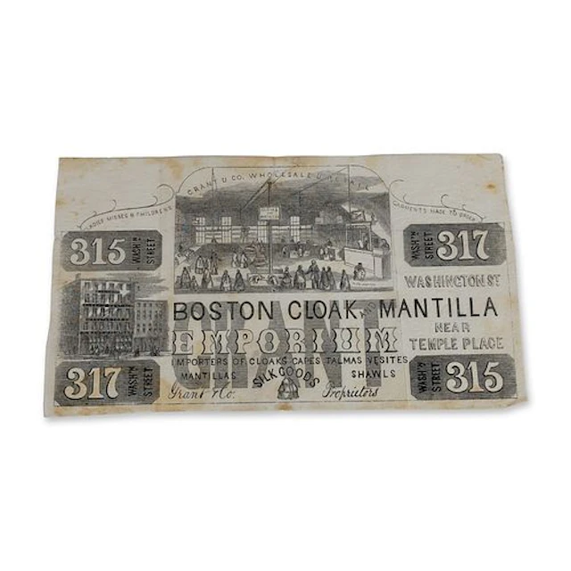 Grant and Co. 19th-Century Boston Paper Advertising Handbill