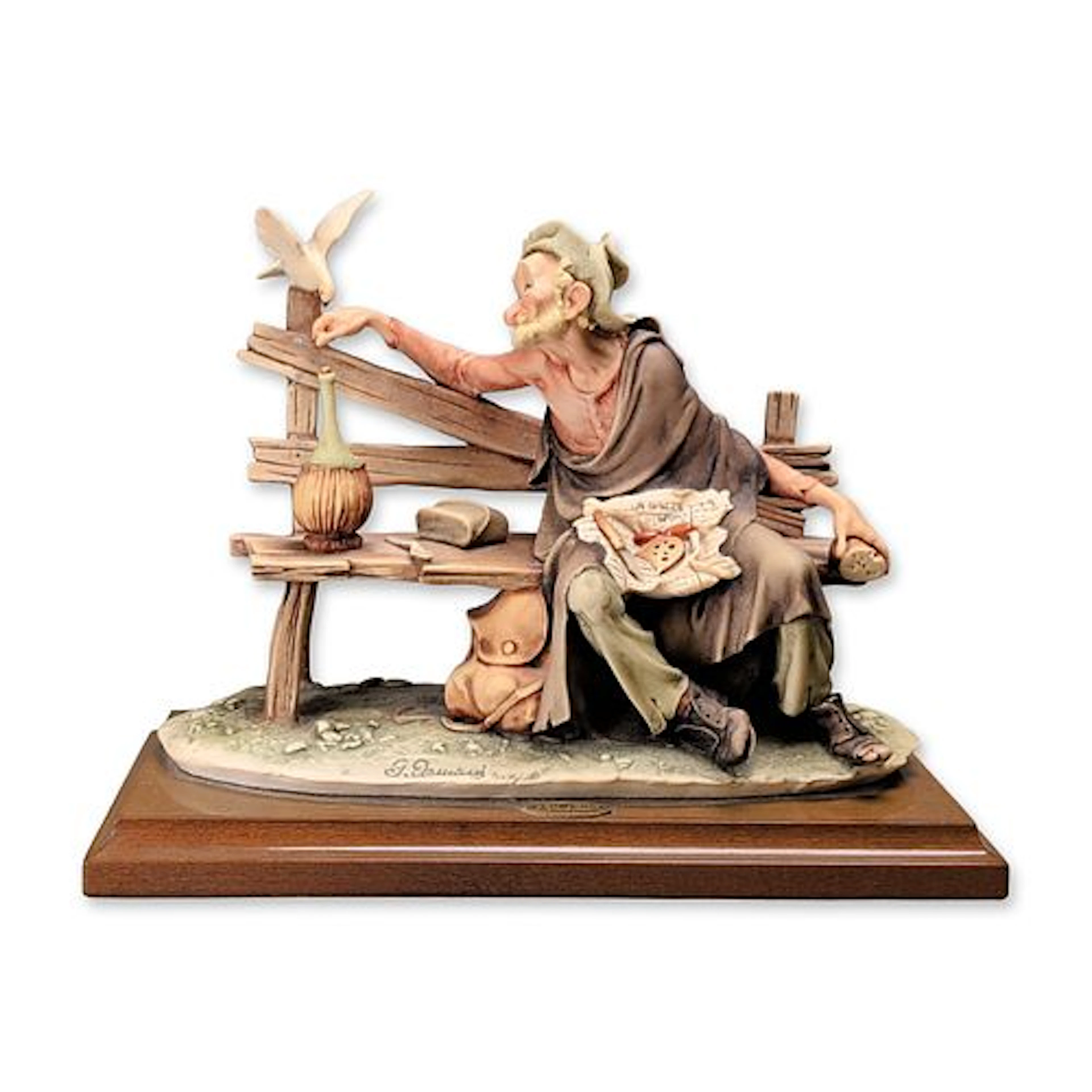 Giuseppe Armani Florence Cold-Cast Porcelain Tramp Feeding Dove Figurine 0218C