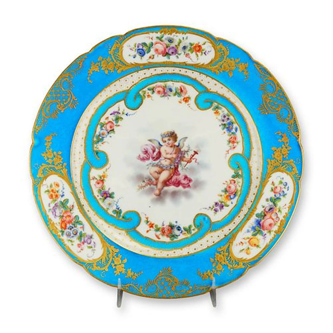 French Sevres Rococo Style Porcelain Cabinet Plate