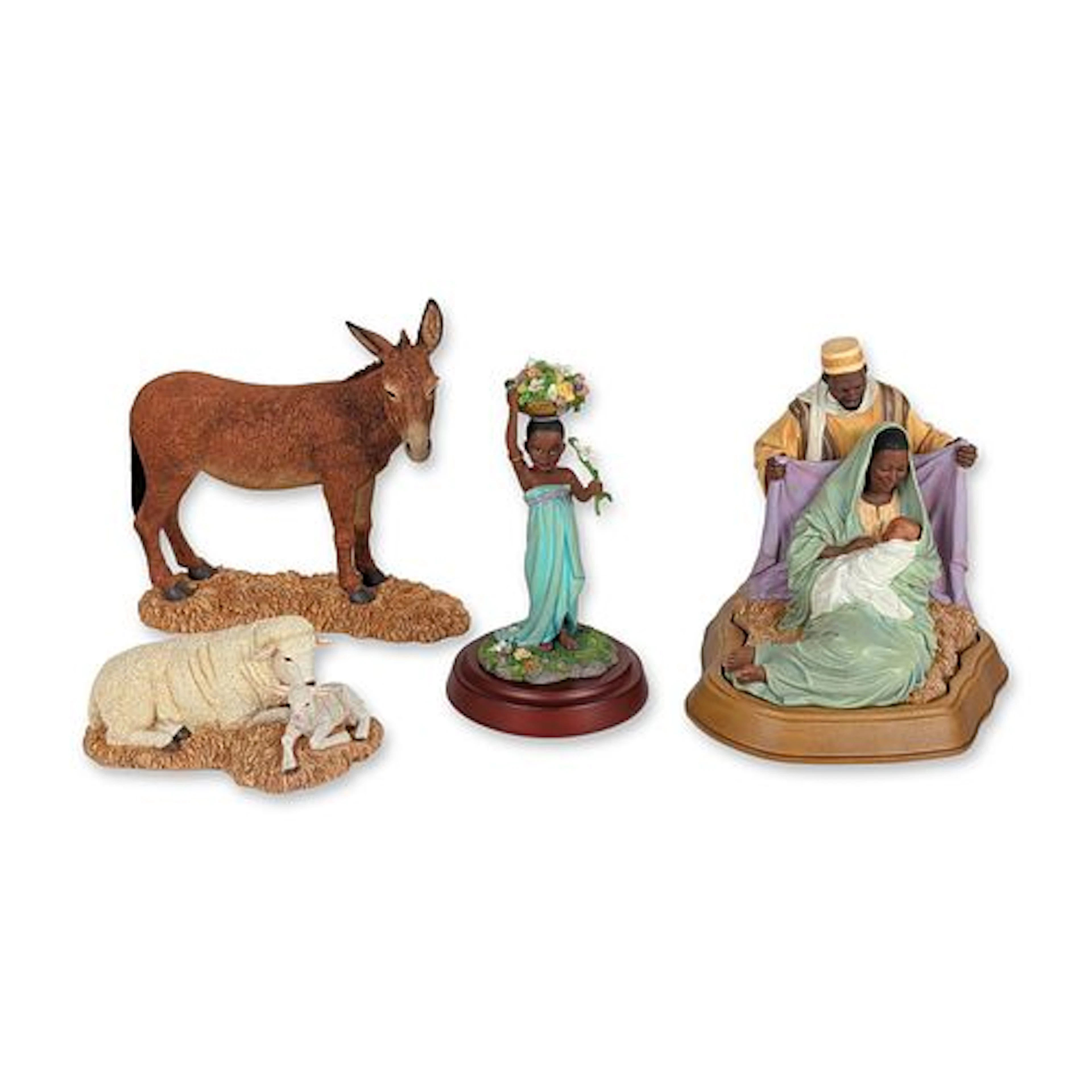 4pc Thomas Blackshear Ebony Visions Nativity and Holy Family Figurine Group