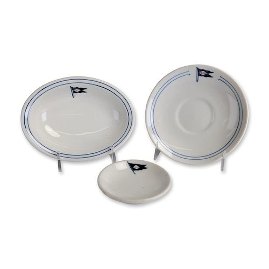 3pc Scammell Trenton China Brooklyn-Manhattan Transit Tableware Dishes