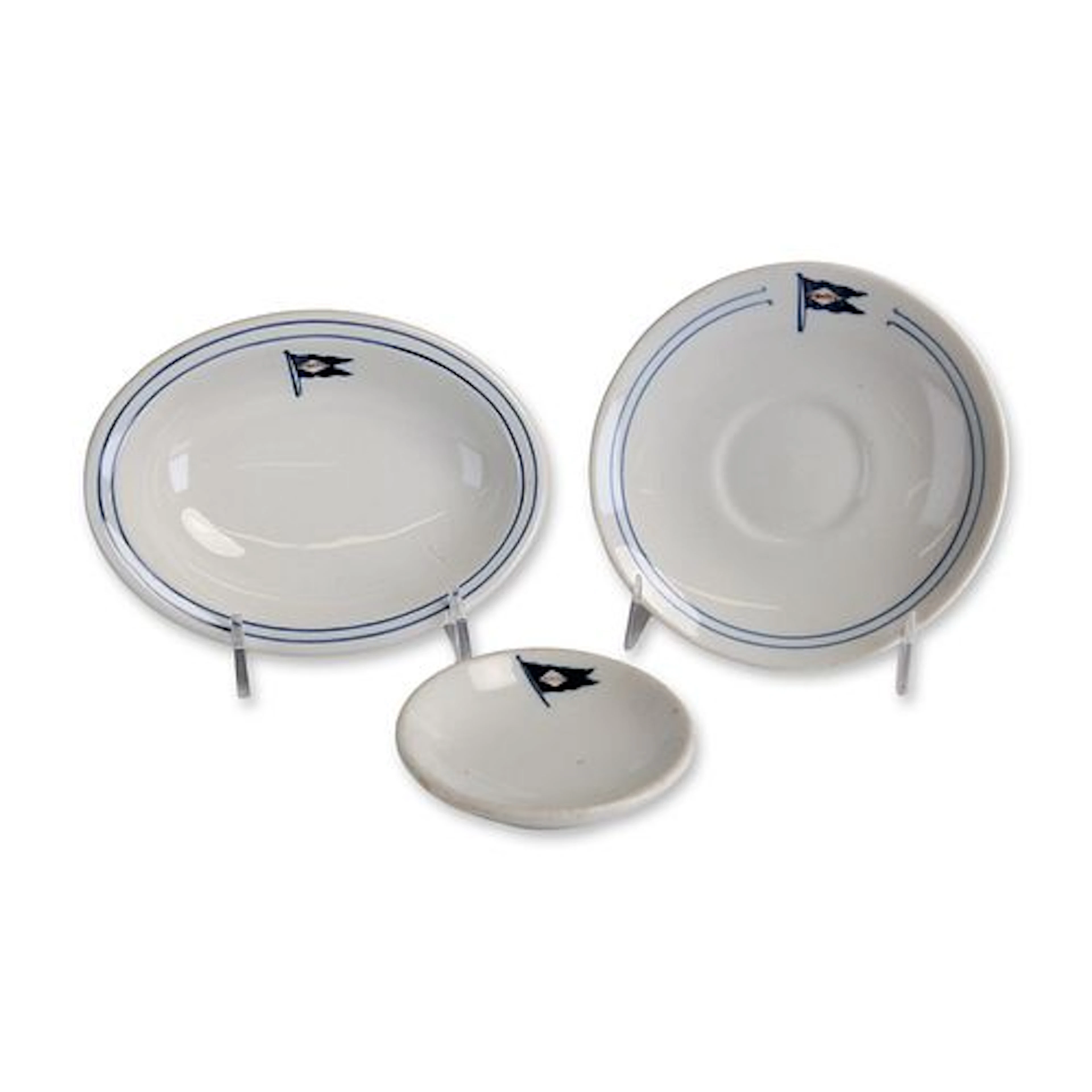 3pc Scammell Trenton China Brooklyn-Manhattan Transit Tableware Dishes