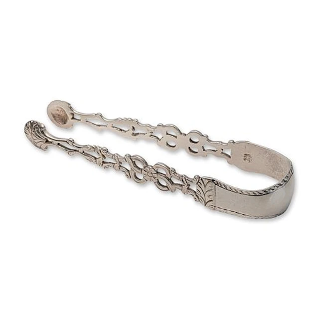 Antique Silver Pierced Cast Sugar Tongs