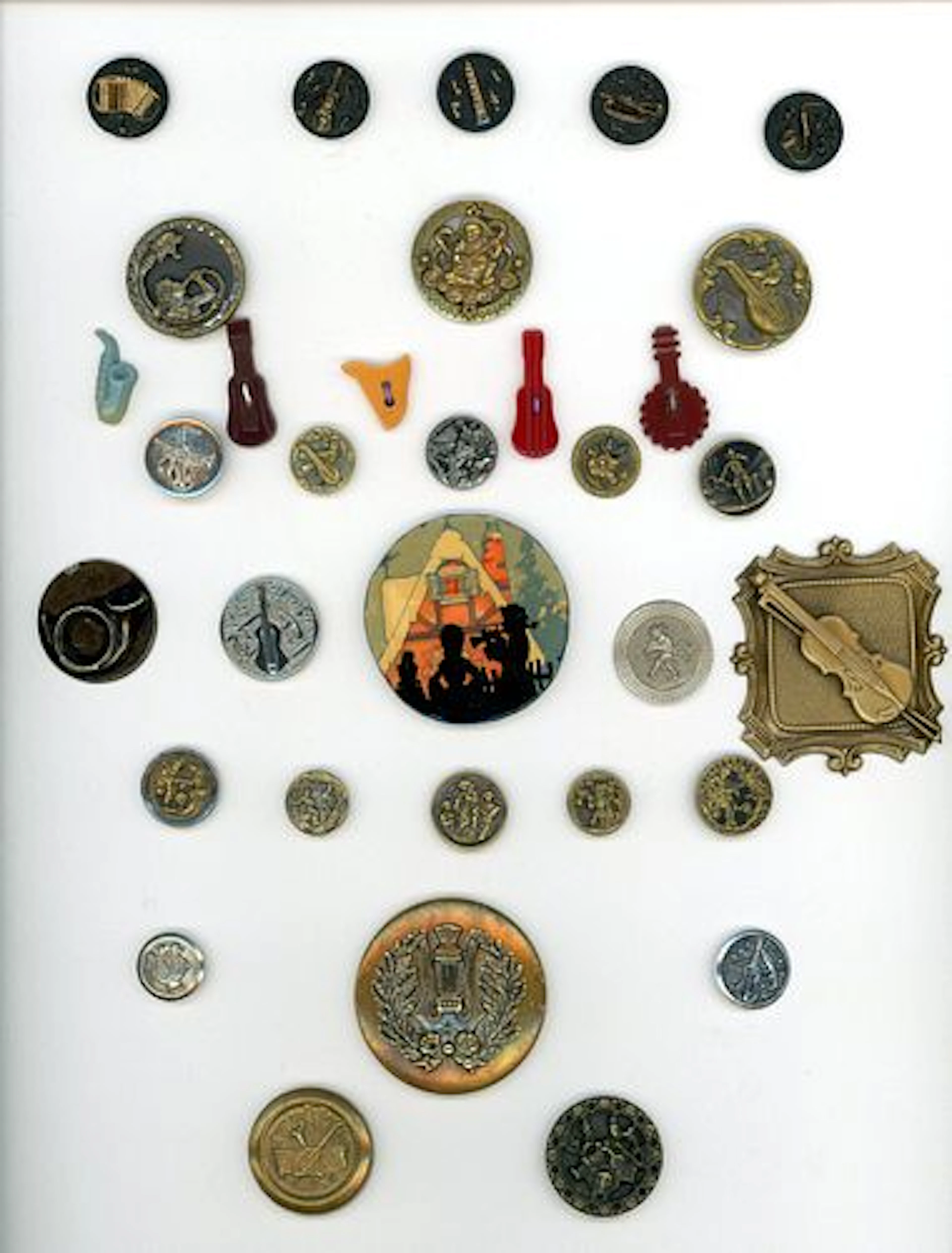 A CARD OF DIVISION 1 & 3 MUSICAL INSTRUMENT BUTTONS