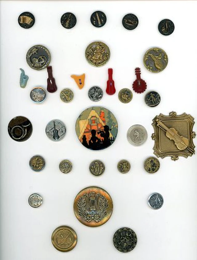 A CARD OF DIVISION 1 & 3 MUSICAL INSTRUMENT BUTTONS