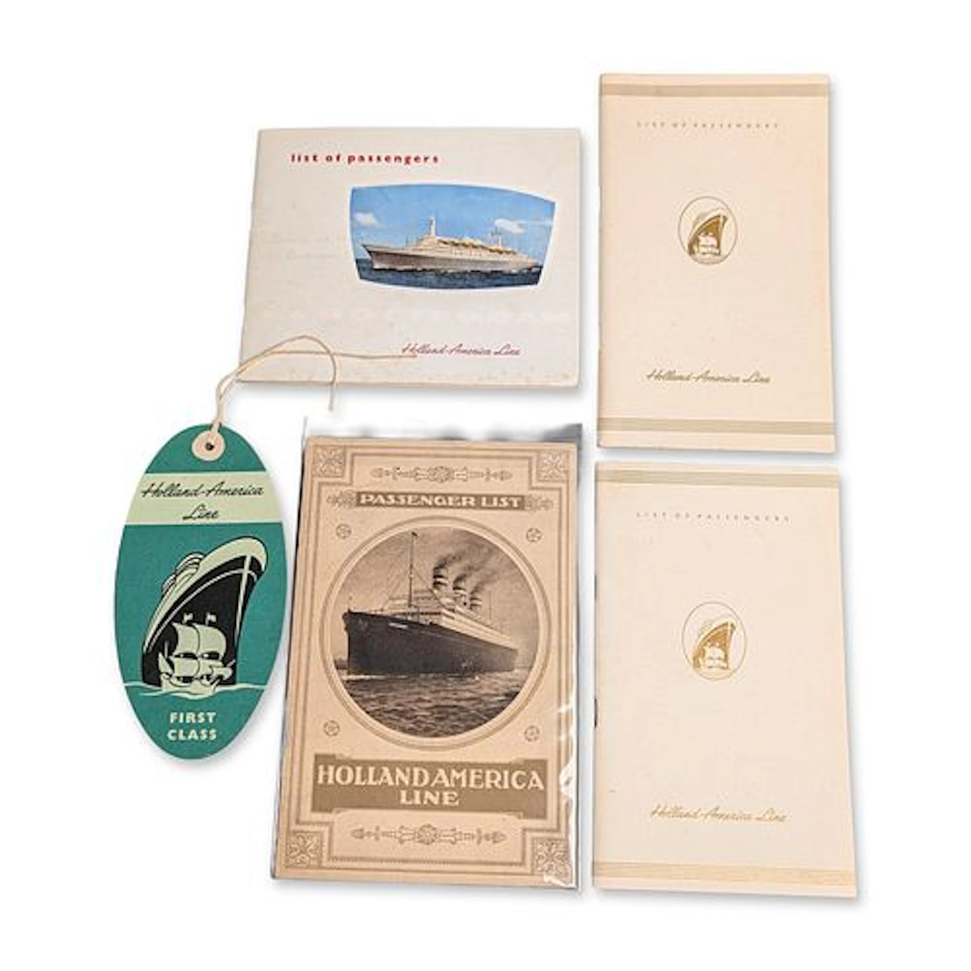 5pc Holland-America Line Passenger List Collection