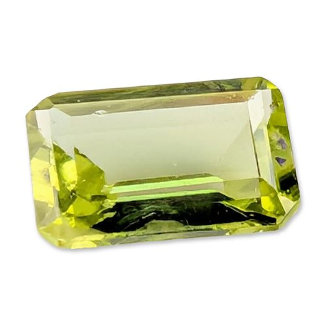 Emerald Cut Yellowish Green Loose Gemstone