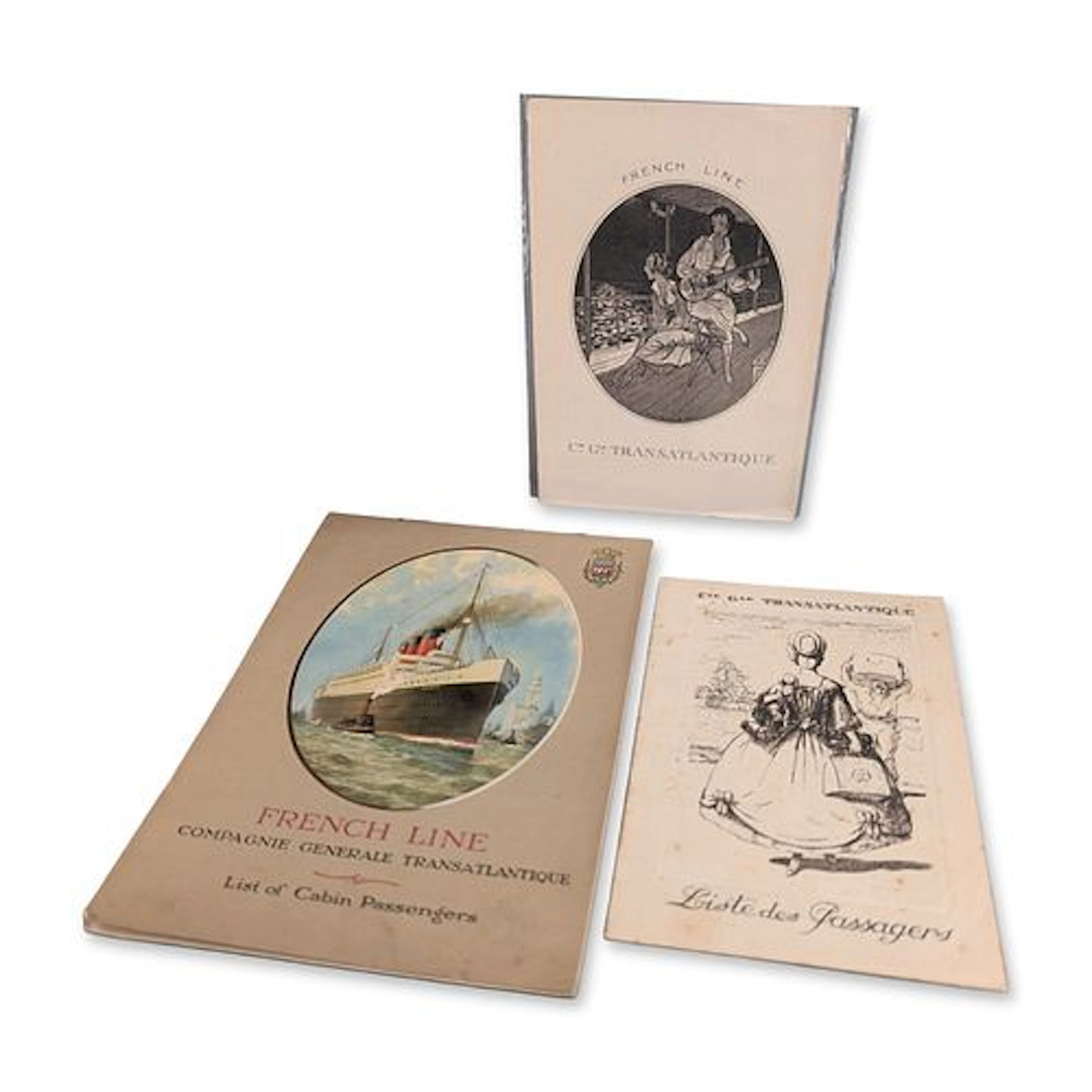 3pc of French Line 1922 Ocean Liner Ephemera