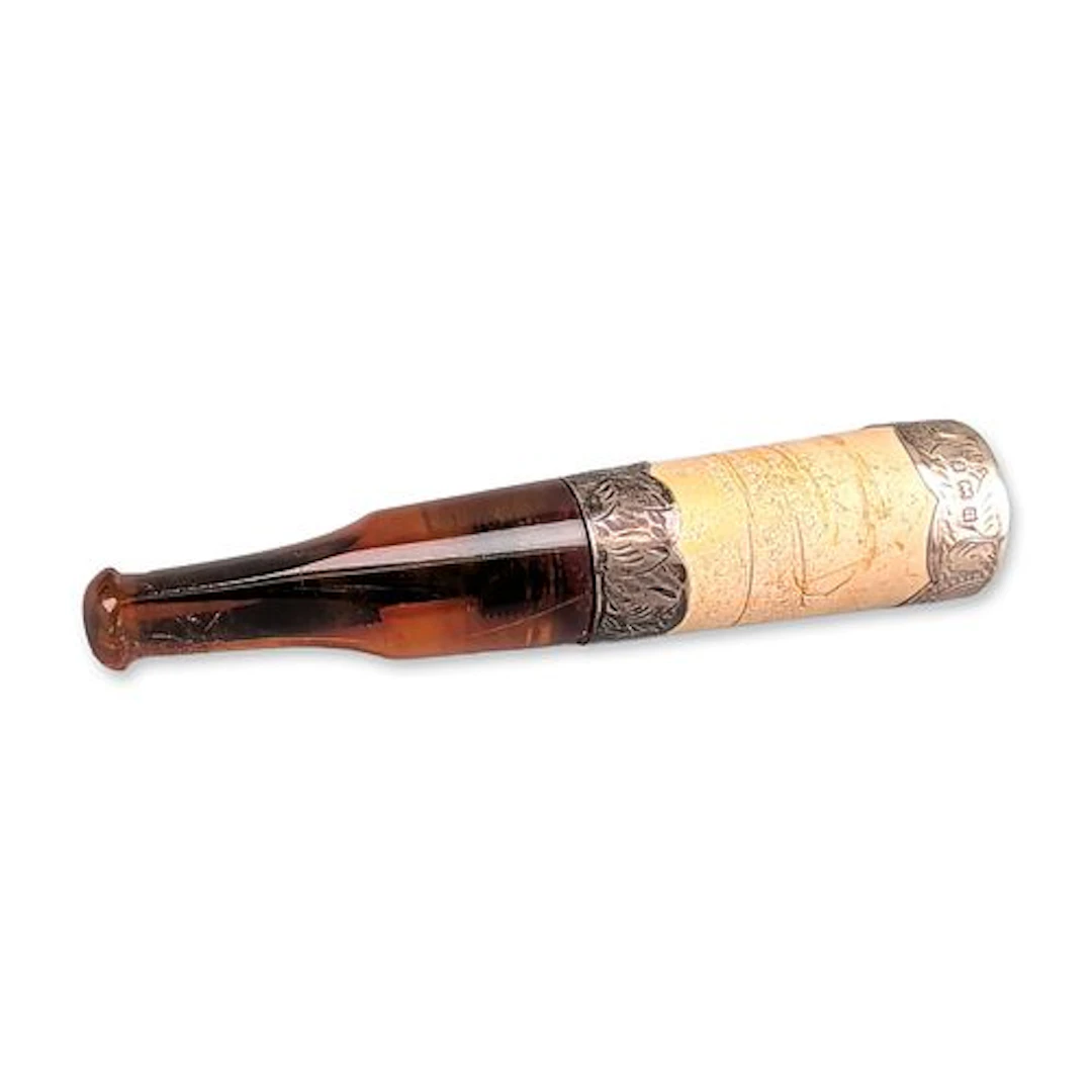 Sterling Silver Mounted Meerschaum and Amber Cigarette Holder