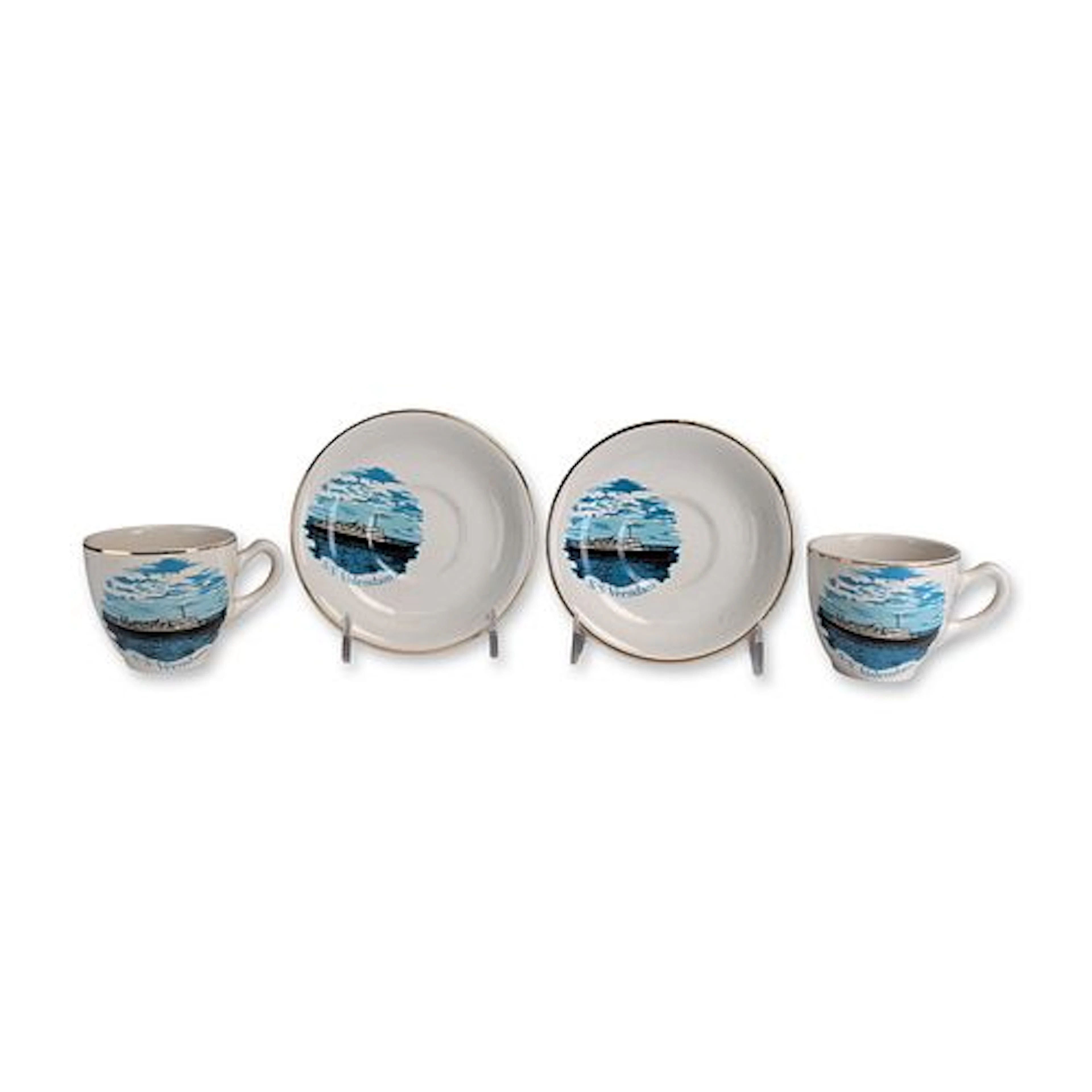 4pc Royal Falcon Ironstone Maritime Ship Cups and Saucers