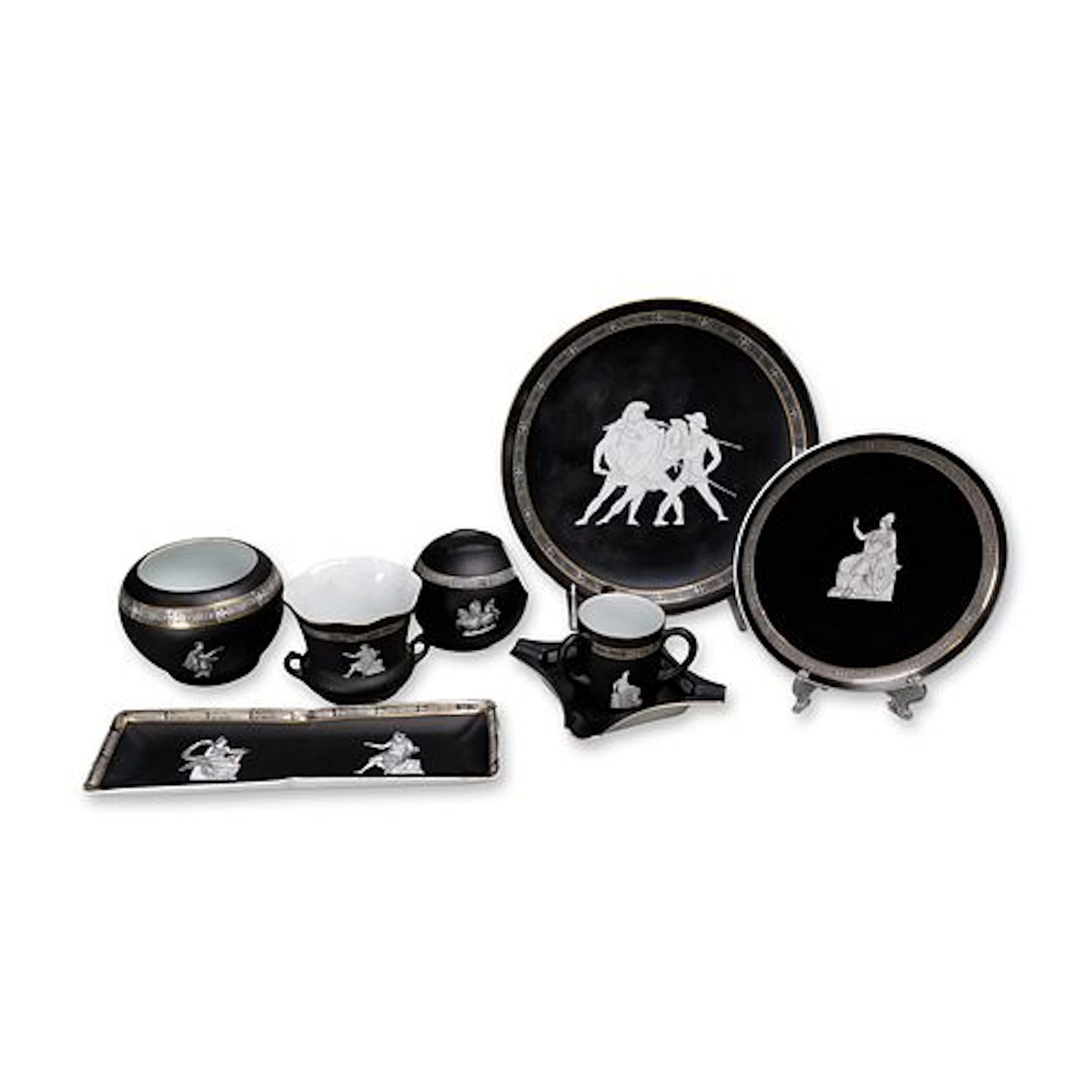 8pc Royal Bayreuth Bavaria Neo-Classical Greek Key Porcelain Collection