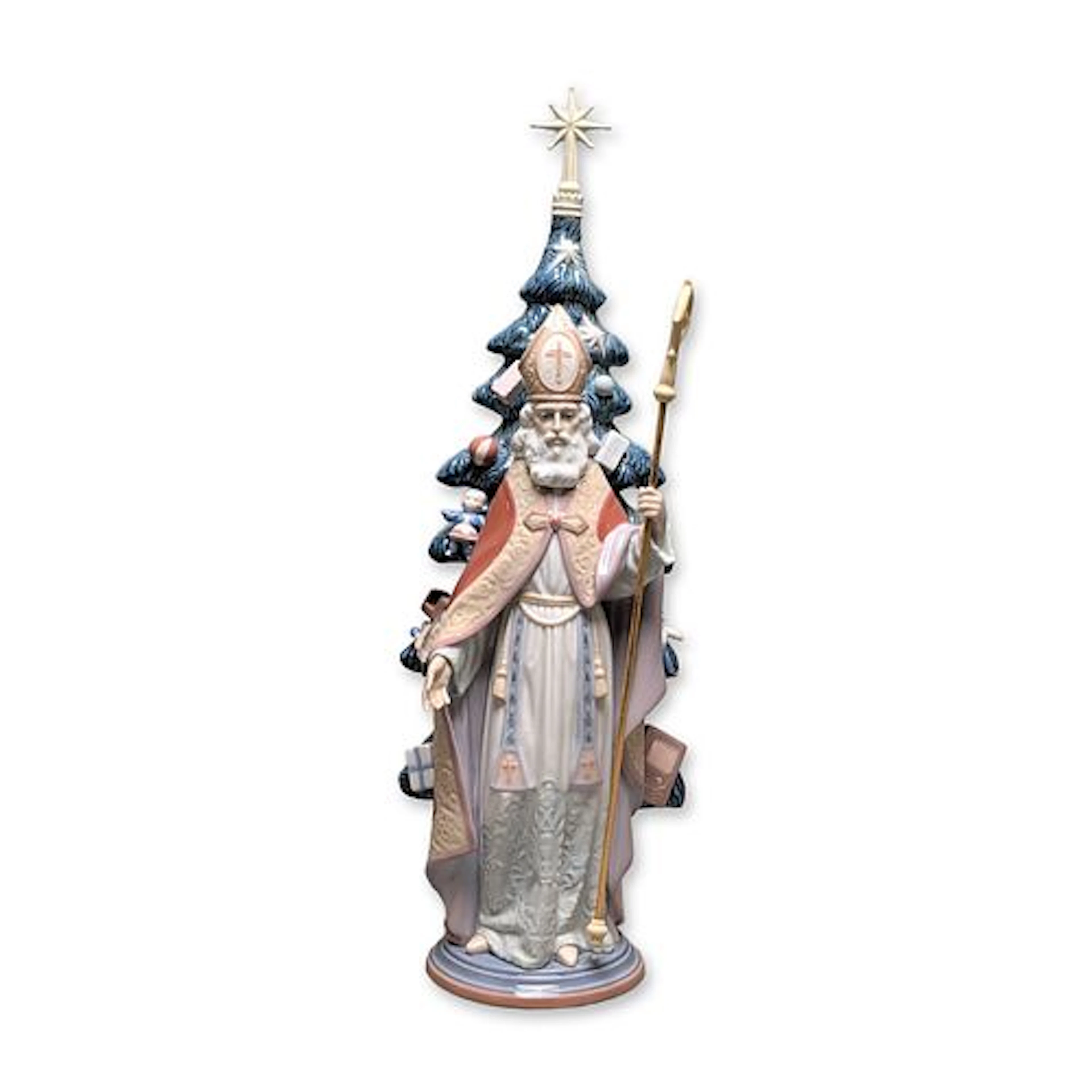 Lladro Porcelain Saint Nicholas with Christmas Tree Figurine 5427