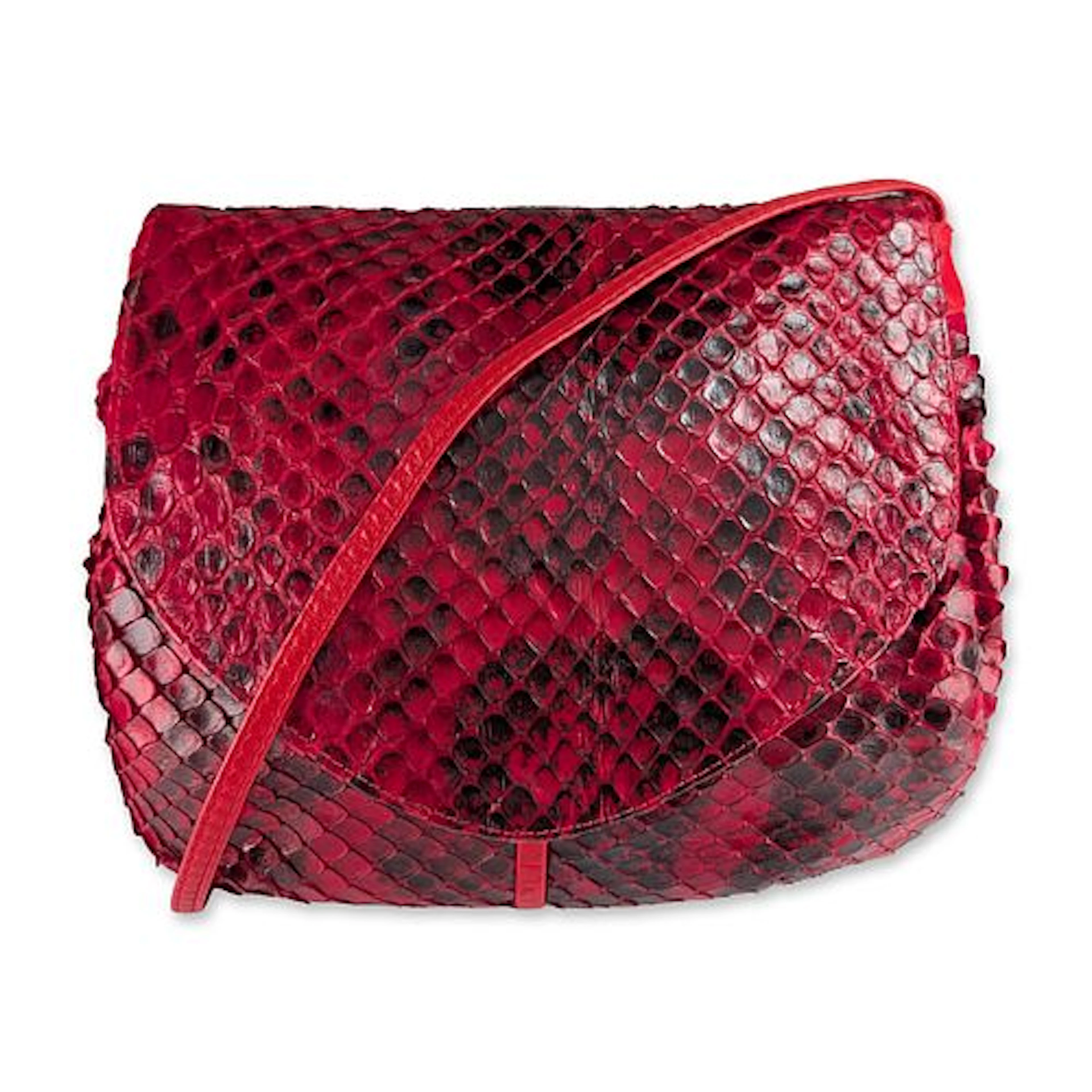 Vintage Red Snakeskin Flap Crossbody Bag