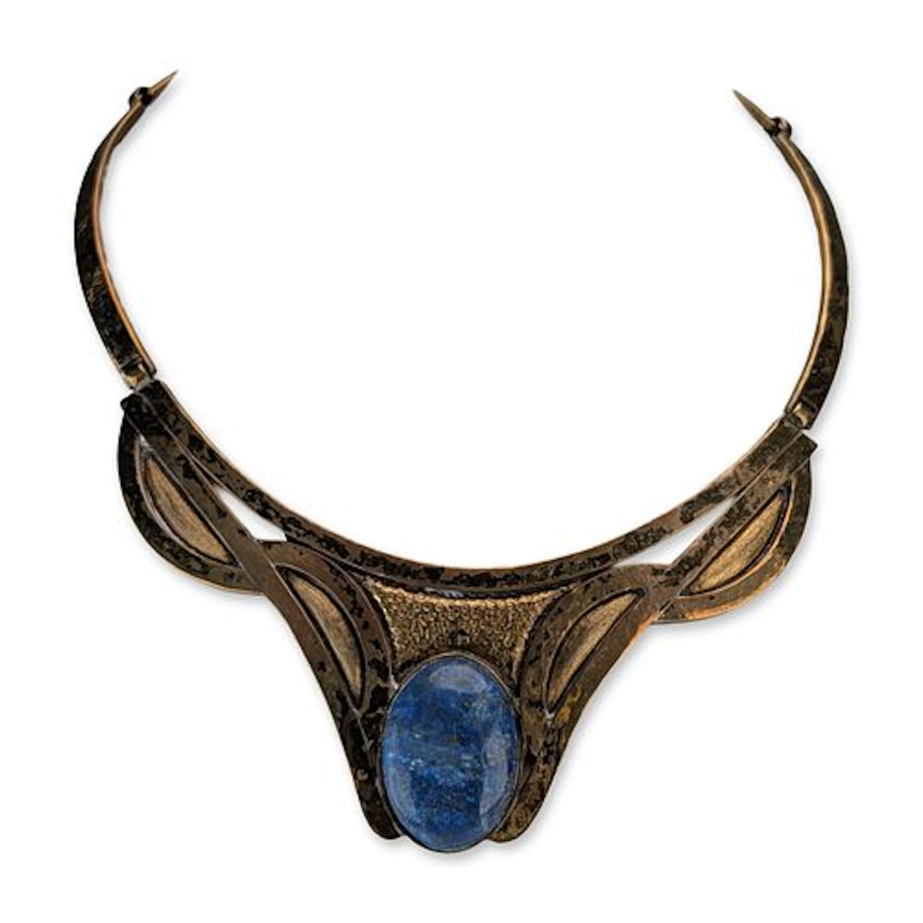 Chilean Morita Gil Metal and Lapis Lazuli Collar Necklace
